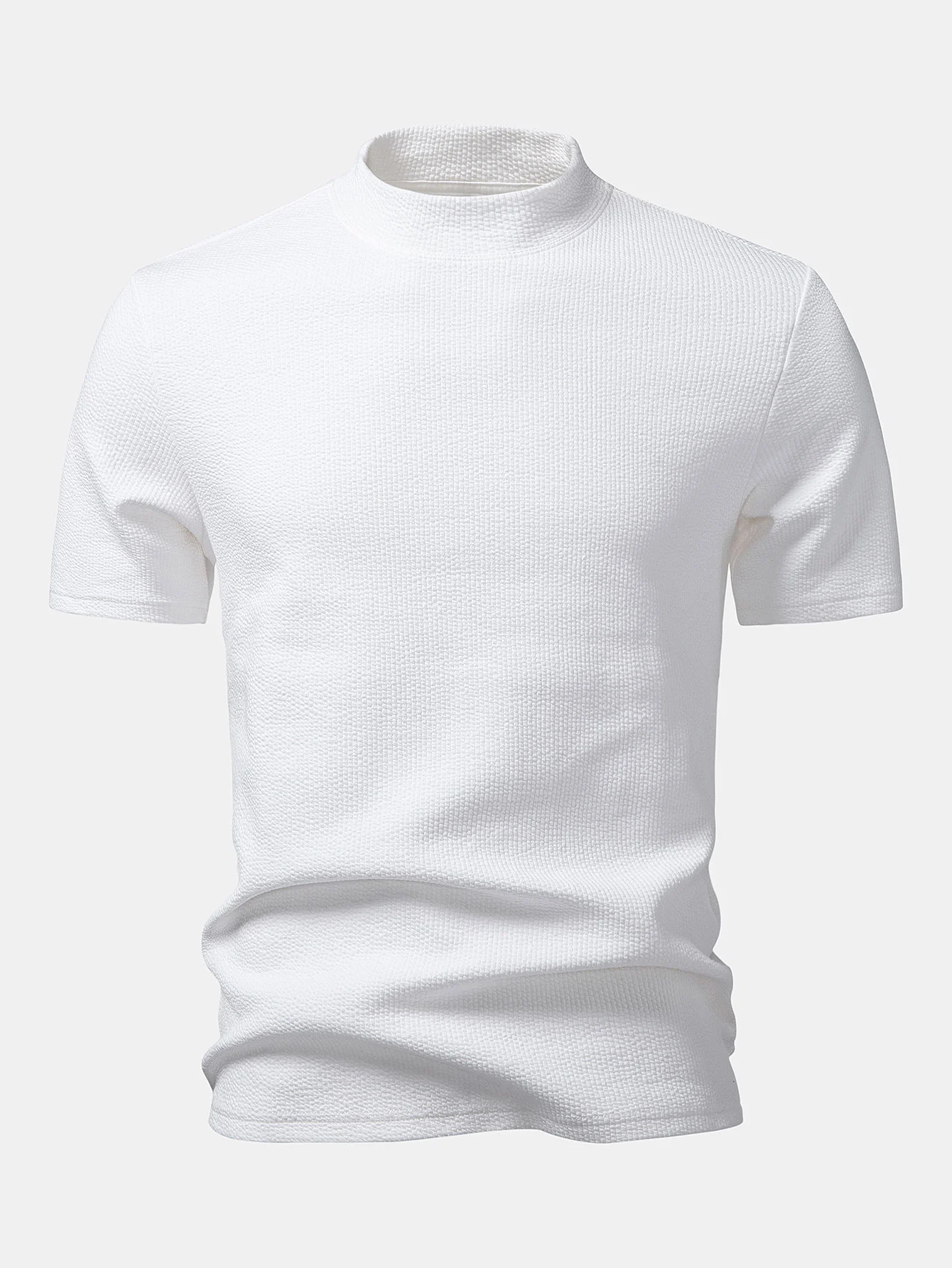 Ribbed Mock Neck T-Shirt