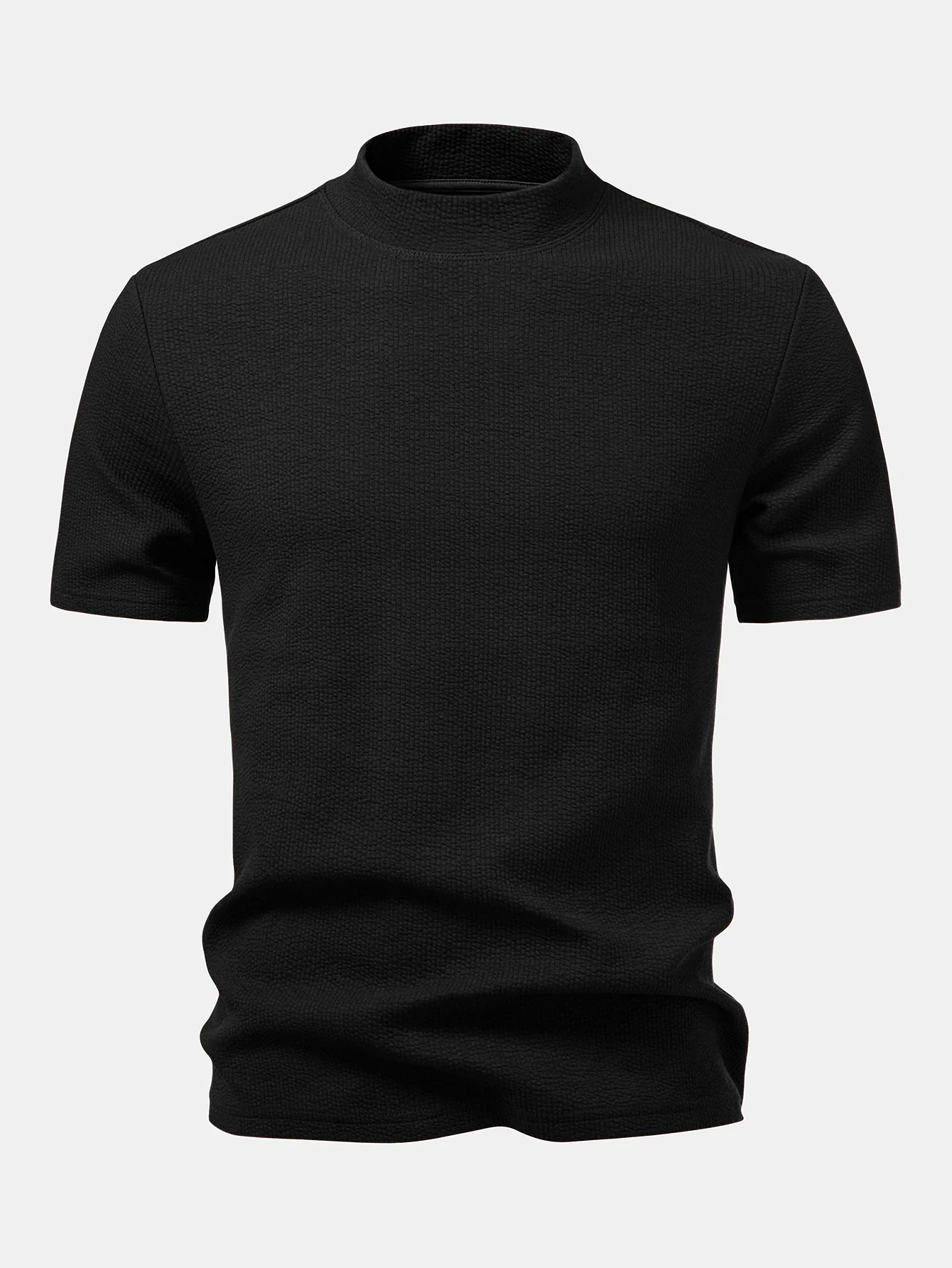 Ribbed Mock Neck T-Shirt - Image 4