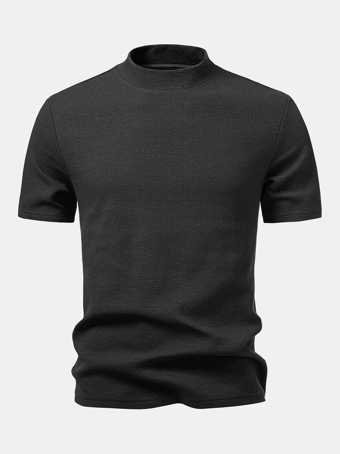 Ribbed Mock Neck T-Shirt - Image 8