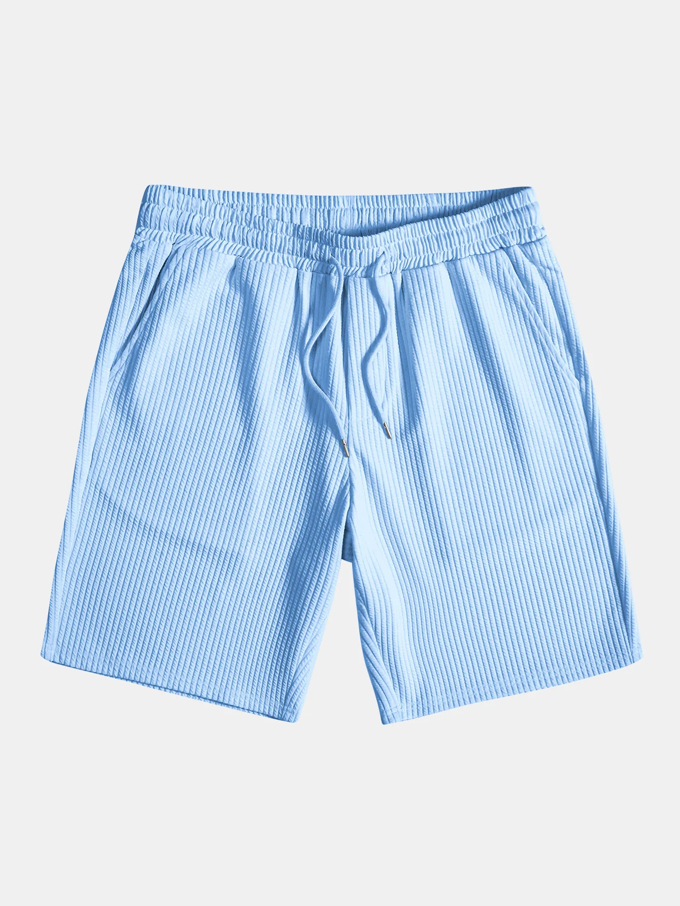 Ribbed Mock Neck T-Shirt & Drawstring Ribbed Shorts - Image 12