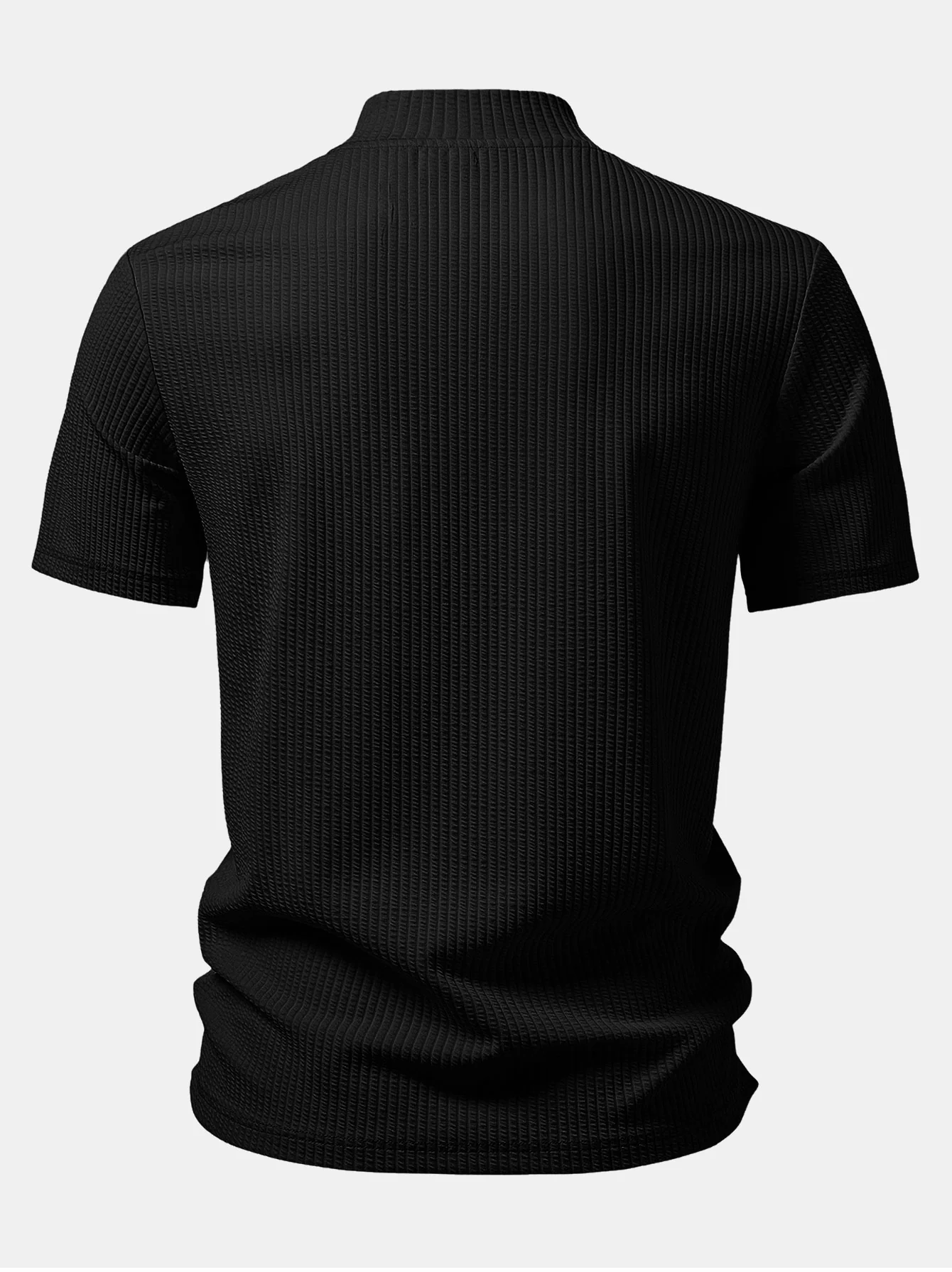 Ribbed Mock Neck T-Shirt & Drawstring Ribbed Shorts - Image 5