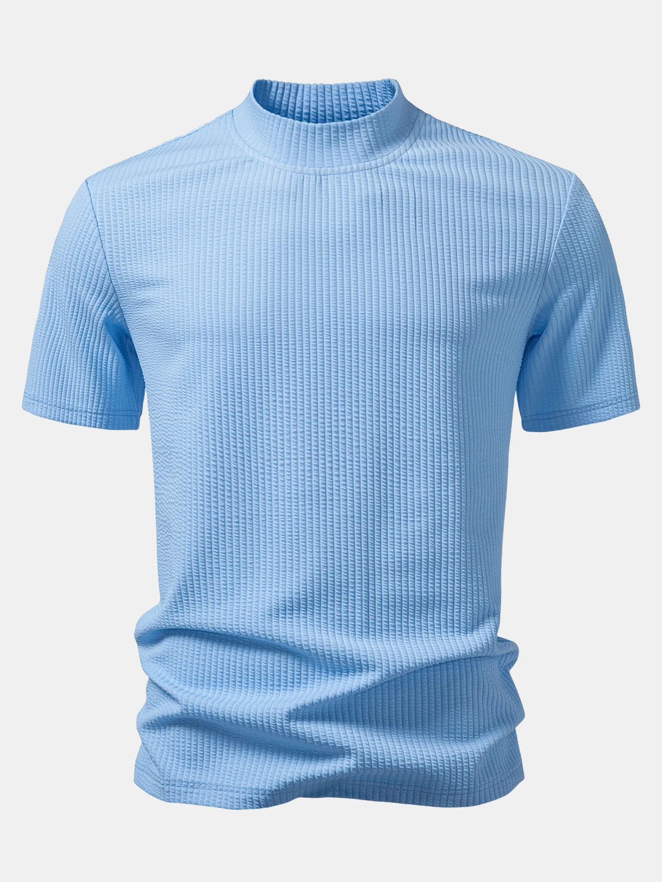 Ribbed Mock Neck T-Shirt & Drawstring Ribbed Shorts - Image 6