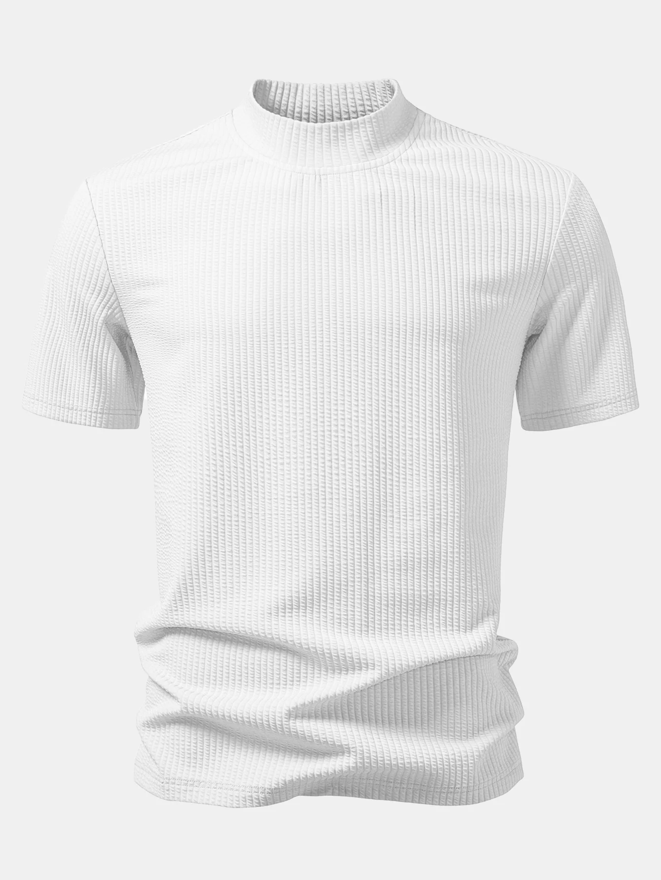 Ribbed Mock Neck T-Shirt & Drawstring Ribbed Shorts - Image 8
