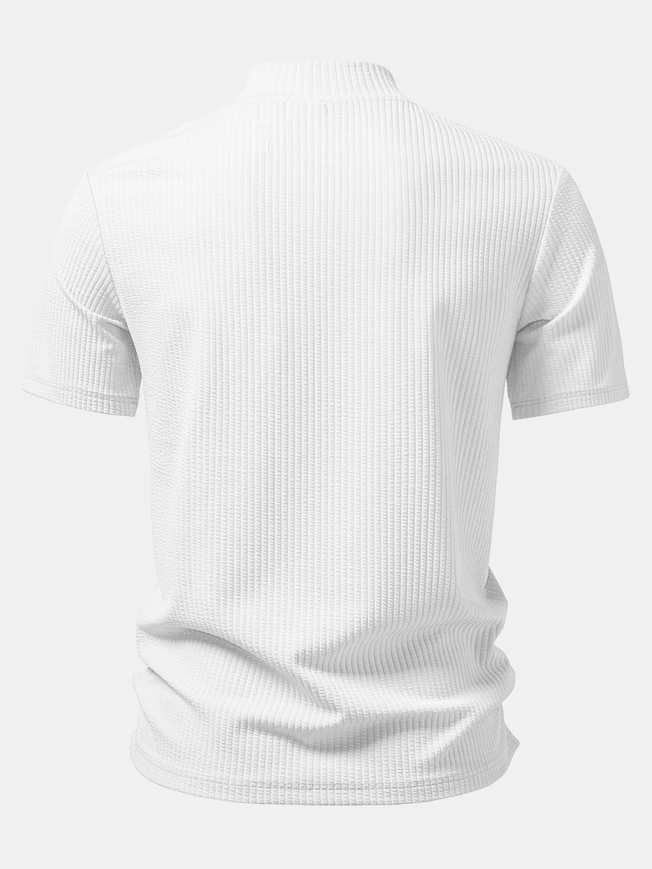Ribbed Mock Neck T-Shirt & Drawstring Ribbed Shorts - Image 9