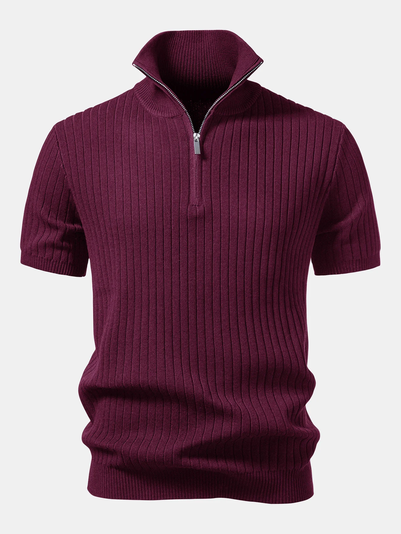 Ribbed Quarter Zip Knit Polo - Image 11