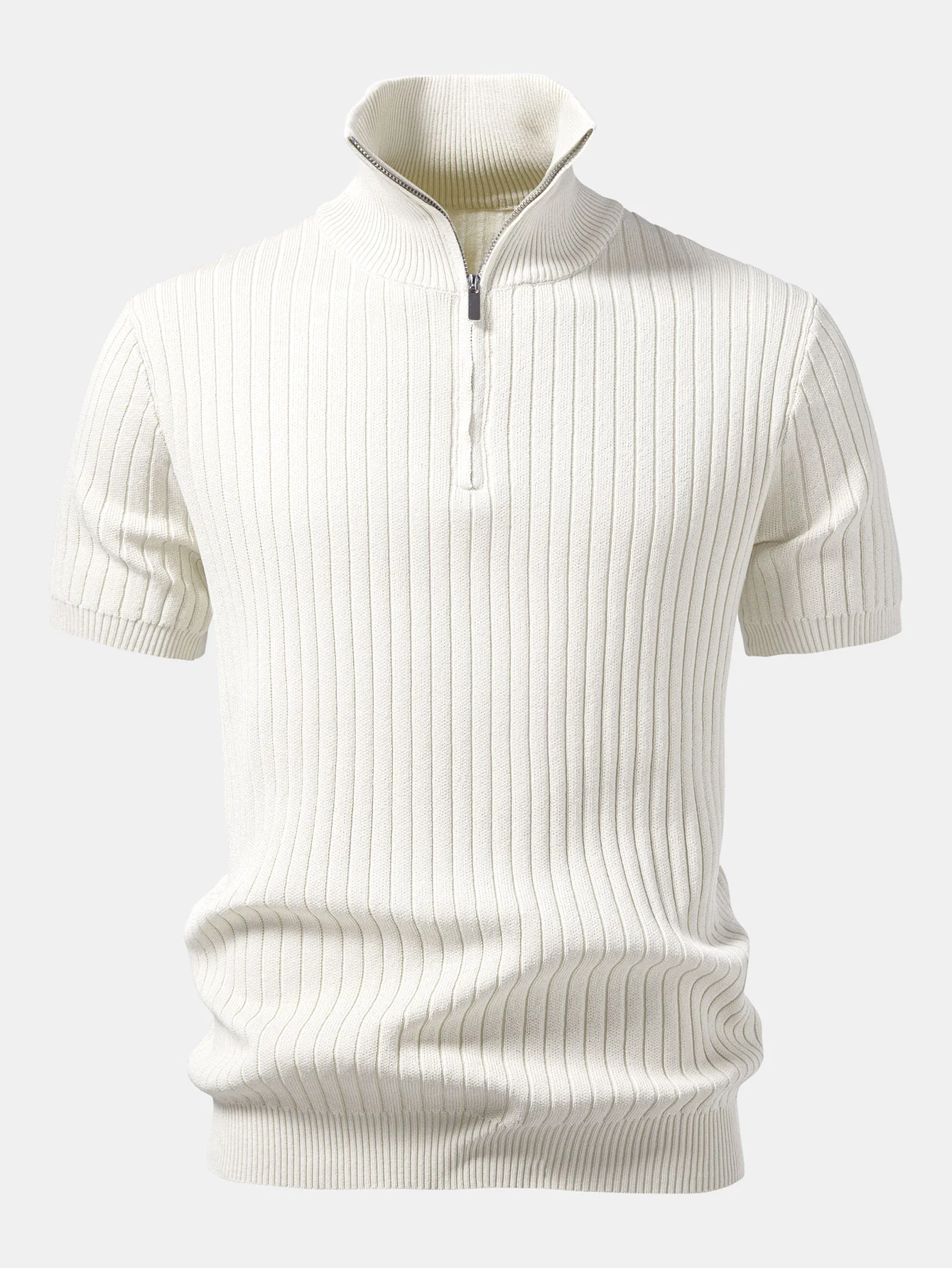 Ribbed Quarter Zip Knit Polo - Image 3