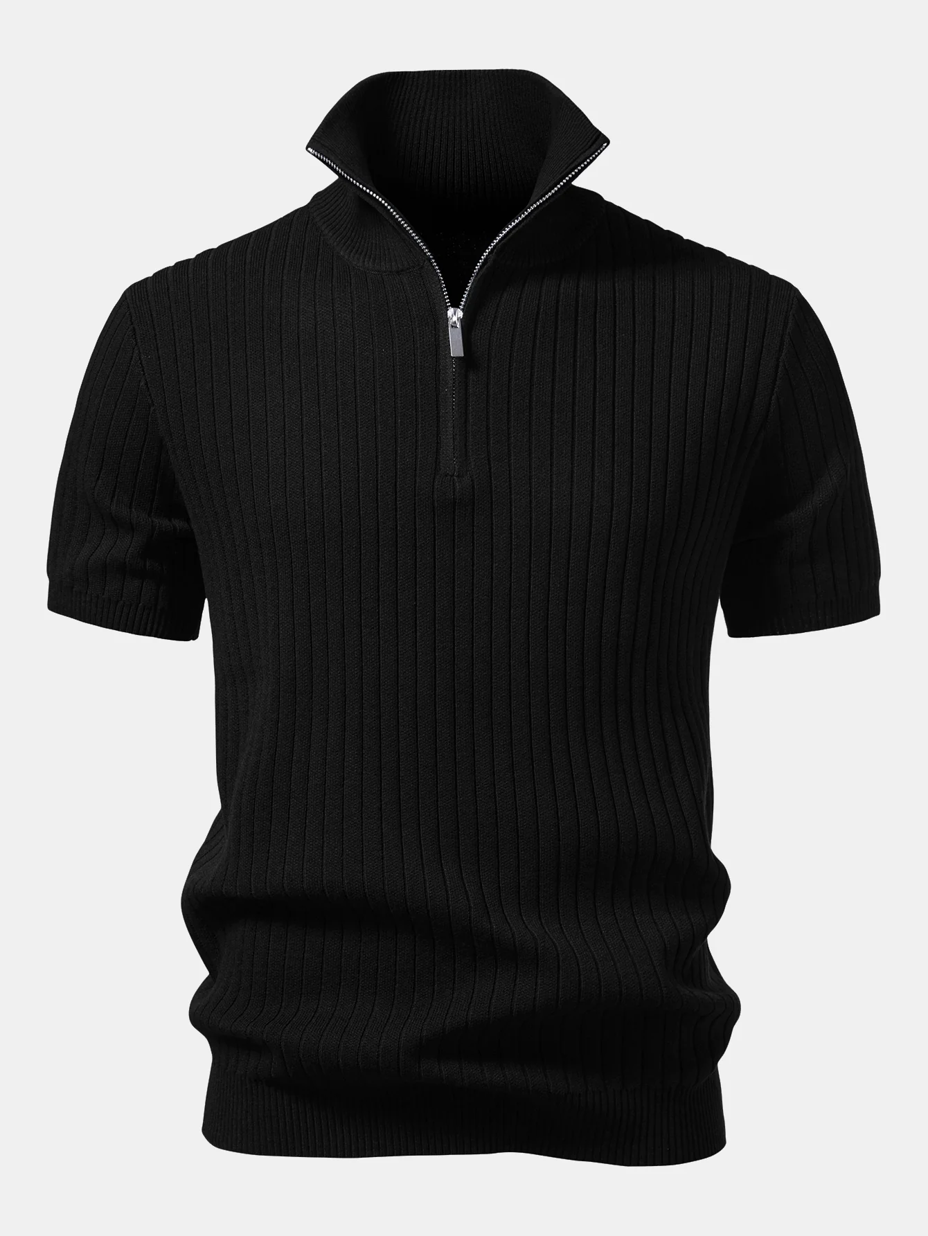 Ribbed Quarter Zip Knit Polo - Image 5