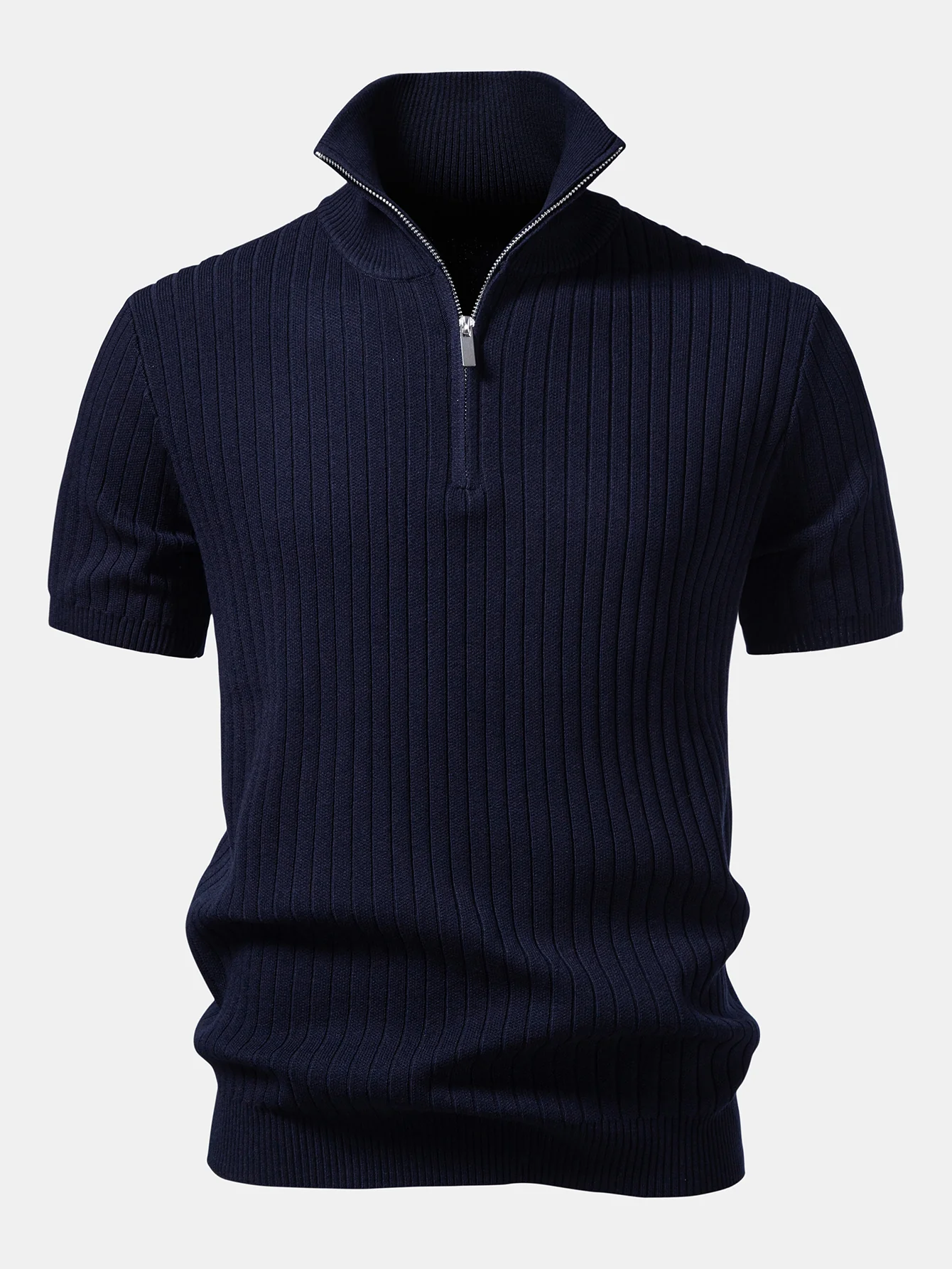 Ribbed Quarter Zip Knit Polo - Image 7