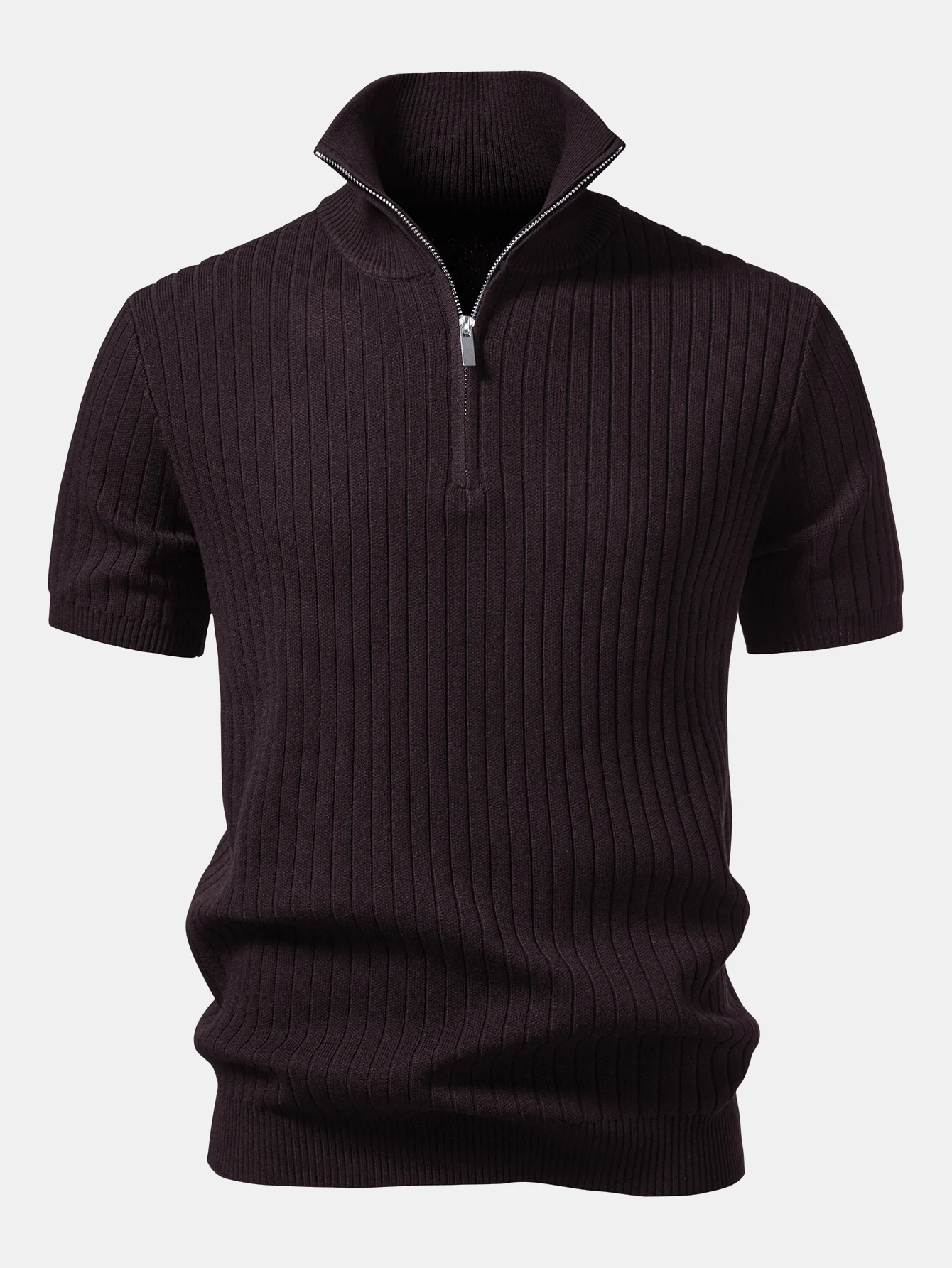 Ribbed Quarter Zip Knit Polo - Image 9