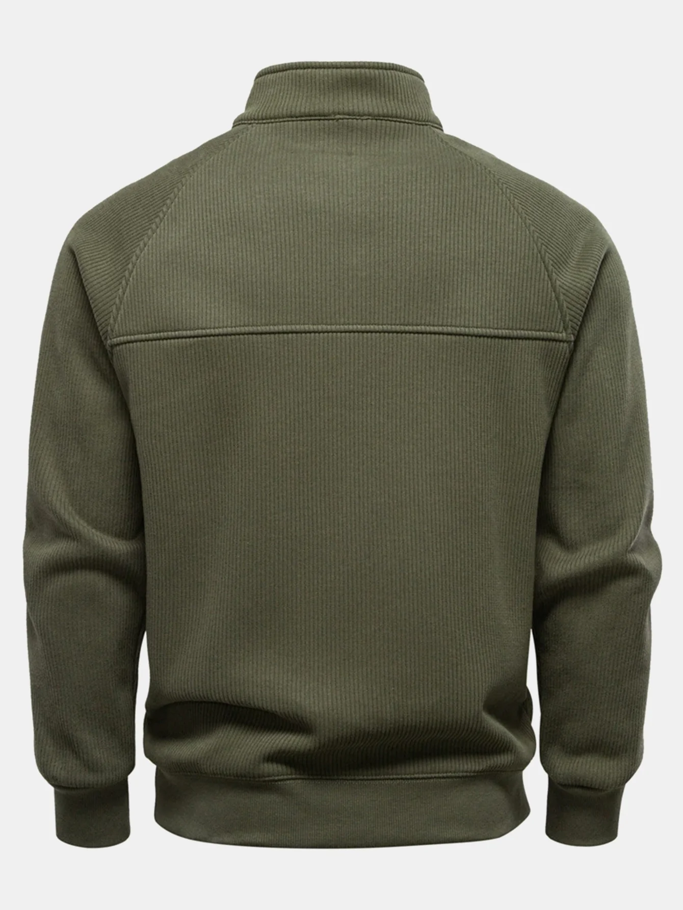 Geripptes Raglanärmel Viertel-Reißverschluss Sweatshirt - Image 2