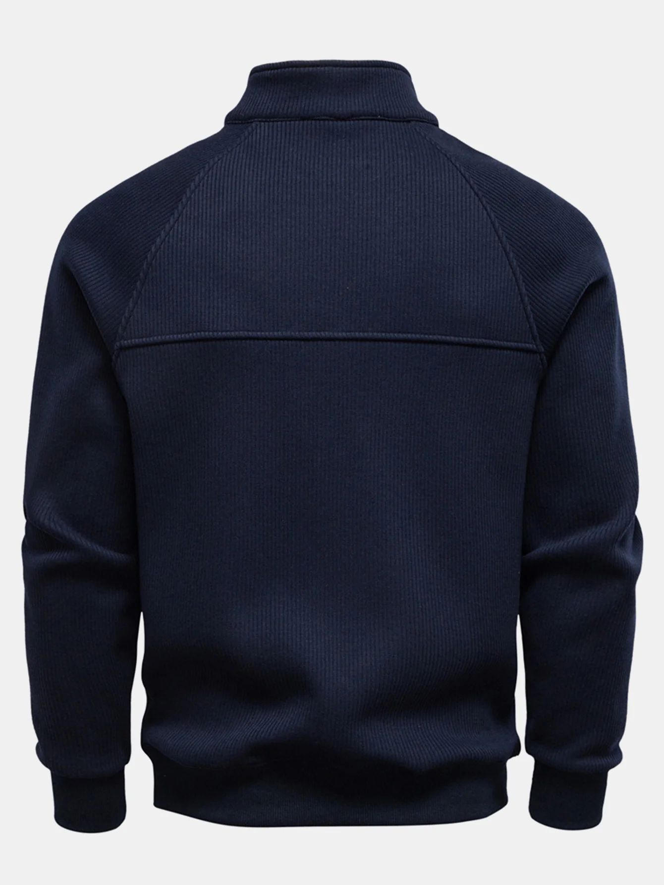 Geripptes Raglanärmel Viertel-Reißverschluss Sweatshirt - Image 4