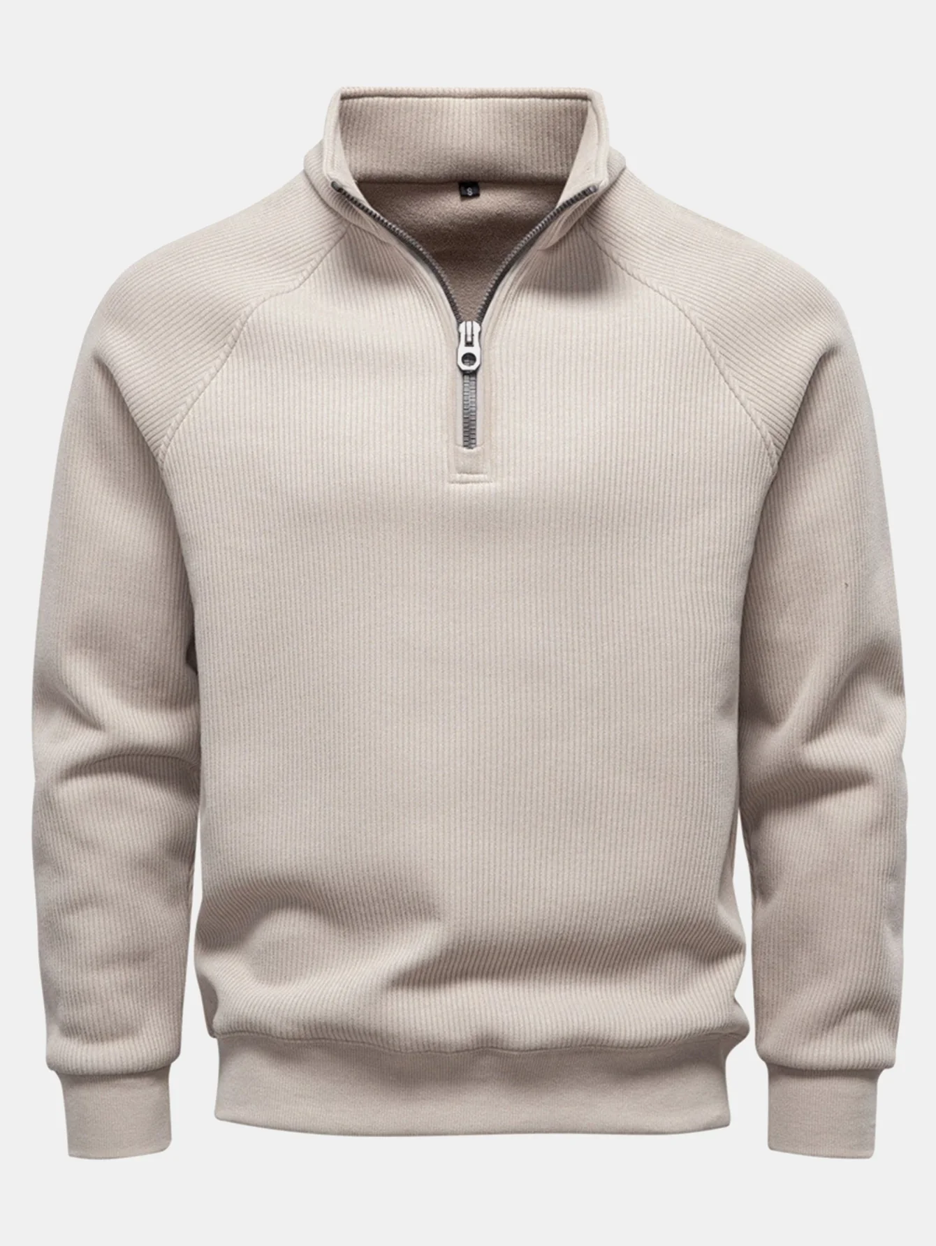 Geripptes Raglanärmel Viertel-Reißverschluss Sweatshirt - Image 5