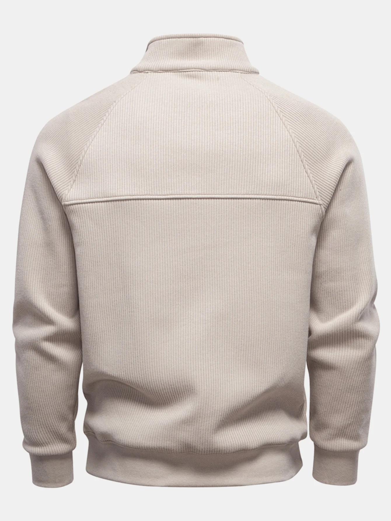 Geripptes Raglanärmel Viertel-Reißverschluss Sweatshirt - Image 6