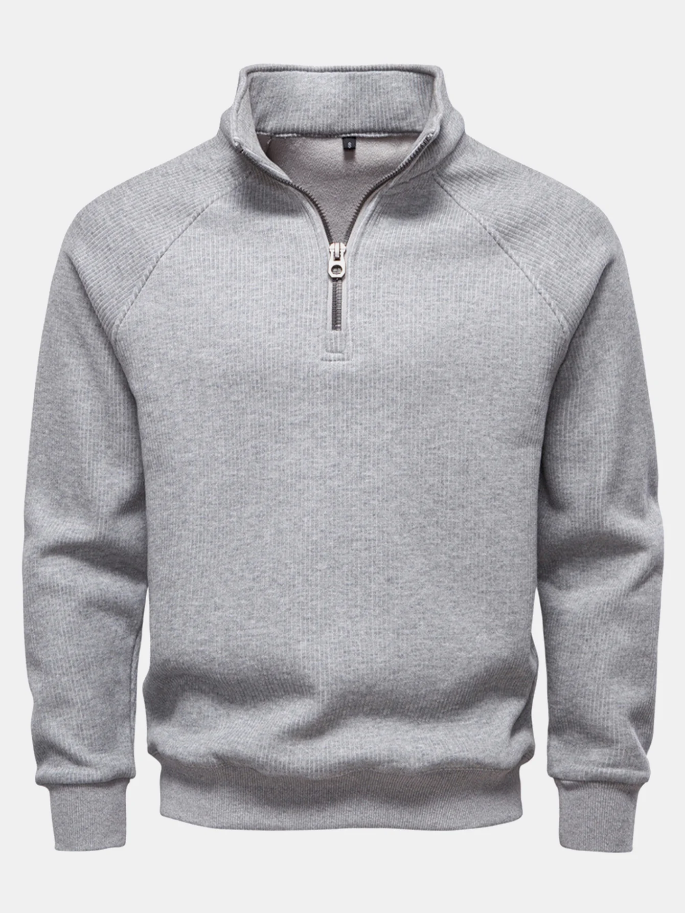 Geripptes Raglanärmel Viertel-Reißverschluss Sweatshirt - Image 7