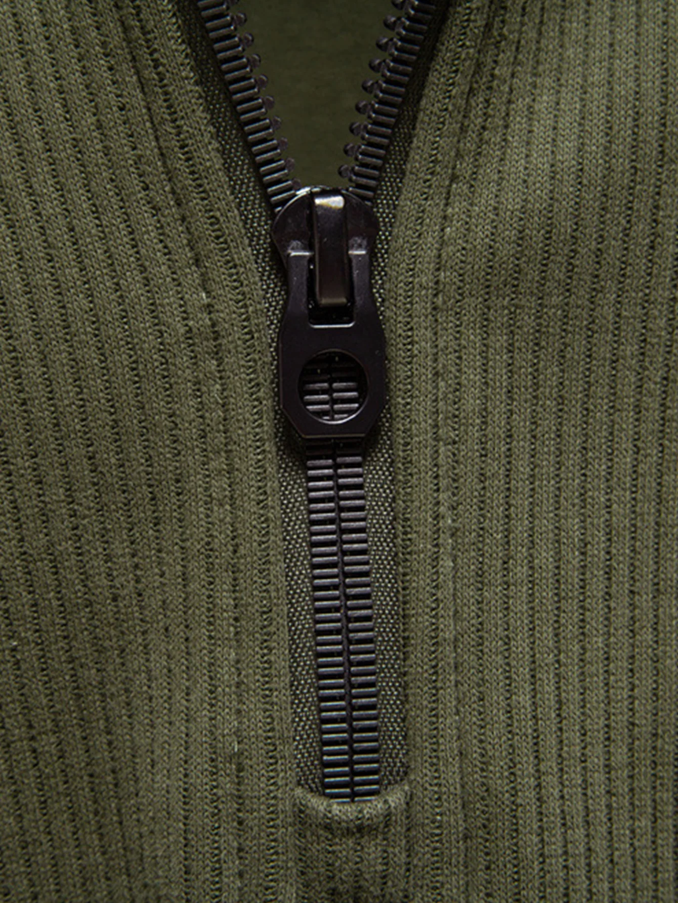 Geripptes Raglanärmel Viertel-Reißverschluss Sweatshirt - Image 9