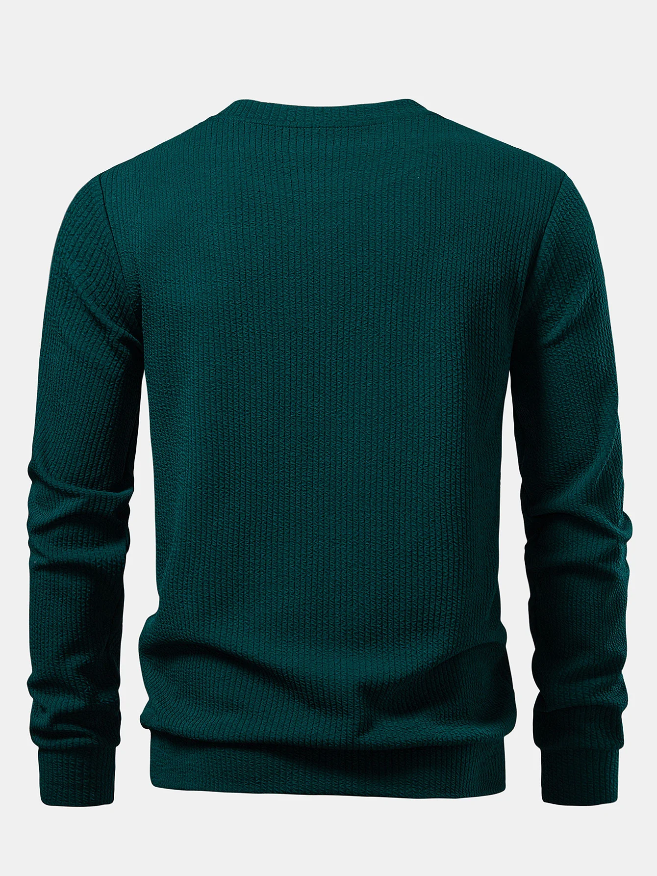 Geripptes strukturiertes Sweatshirt mit Rundhalsausschnitt - Image 2