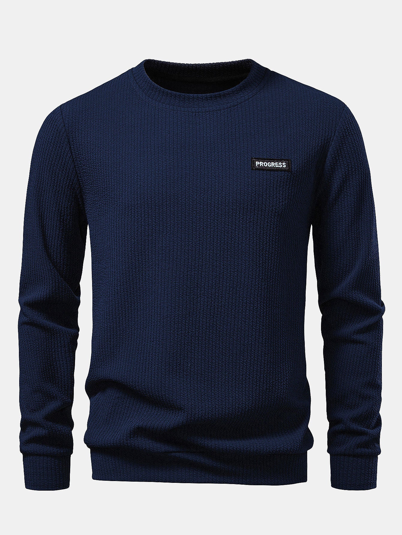 Geripptes strukturiertes Sweatshirt mit Rundhalsausschnitt - Image 3