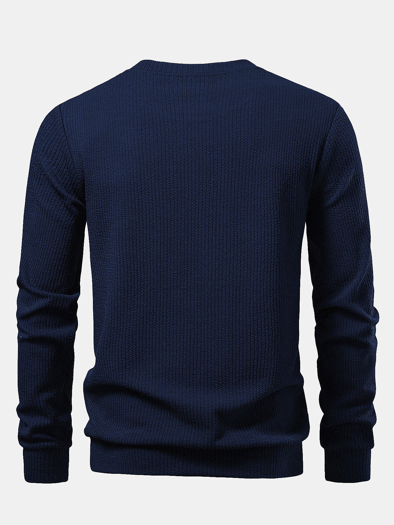 Geripptes strukturiertes Sweatshirt mit Rundhalsausschnitt - Image 4