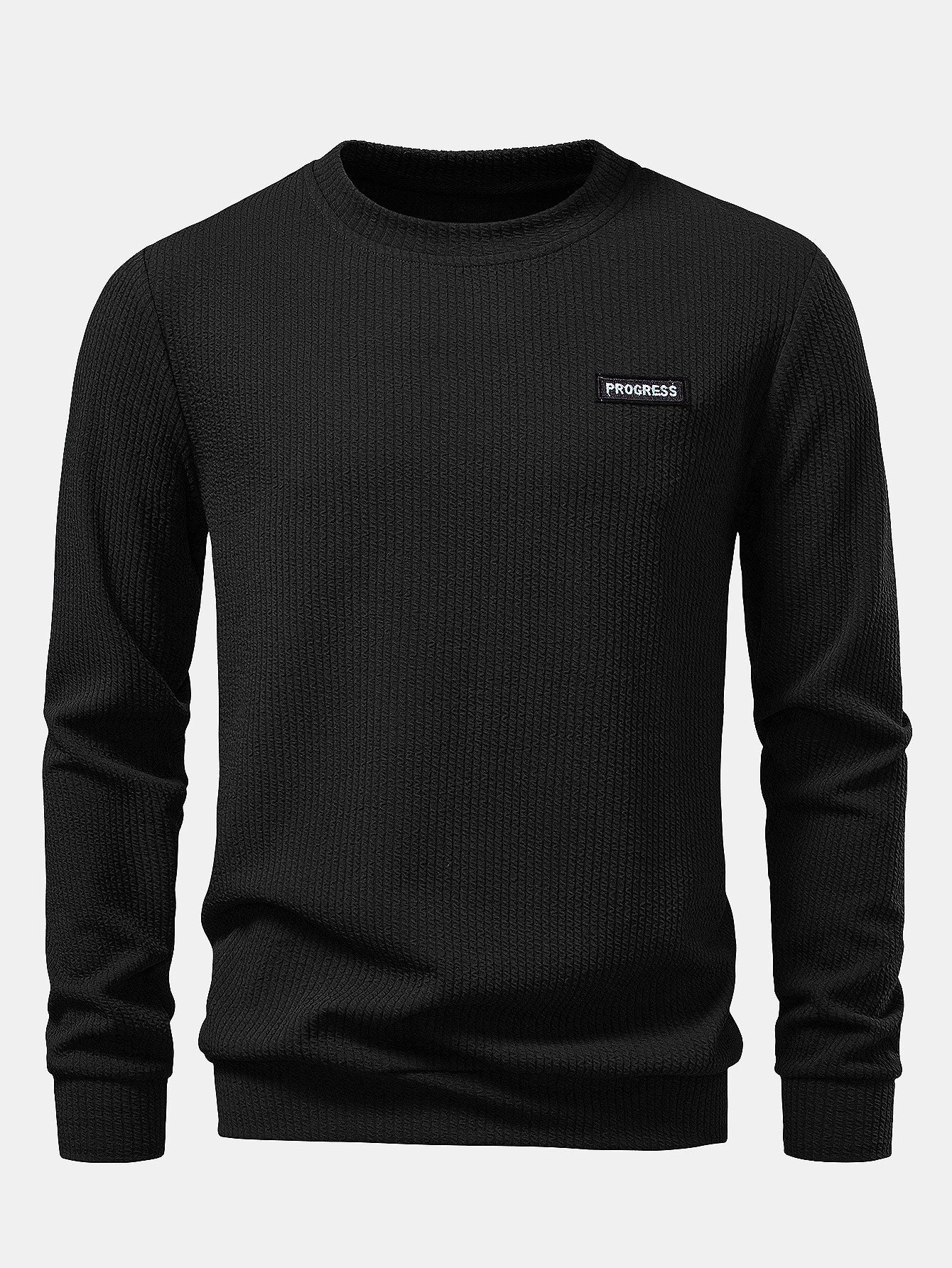 Geripptes strukturiertes Sweatshirt mit Rundhalsausschnitt - Image 5