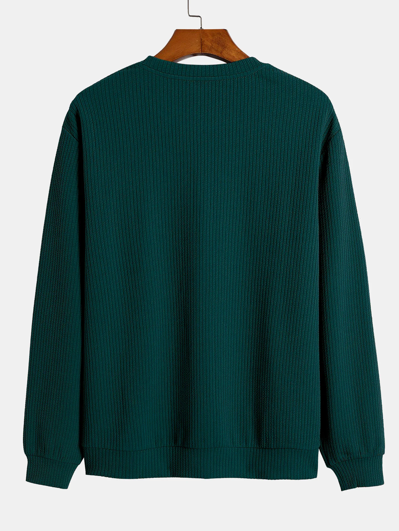 Geripptes strukturiertes Sweatshirt mit Rundhalsausschnitt - Image 2