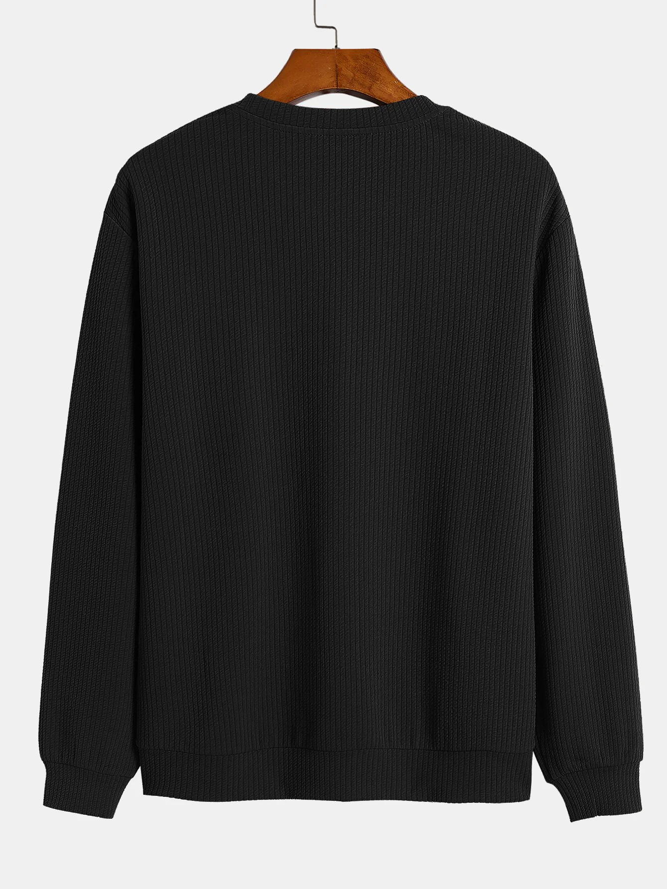 Geripptes strukturiertes Sweatshirt mit Rundhalsausschnitt - Image 6