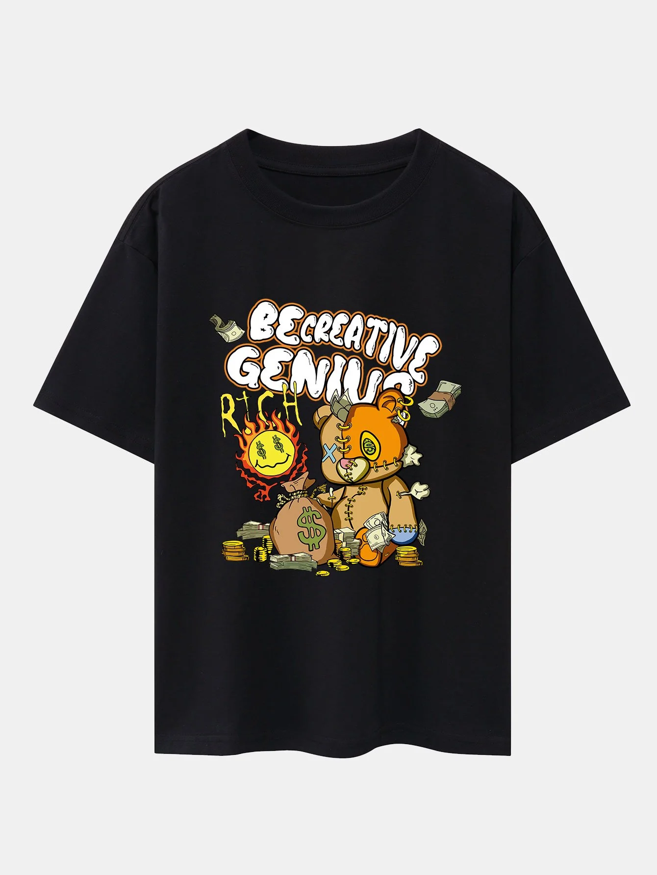 Reicher Bärenprint Drop Shoulder Oversize T-Shirt - Image 3