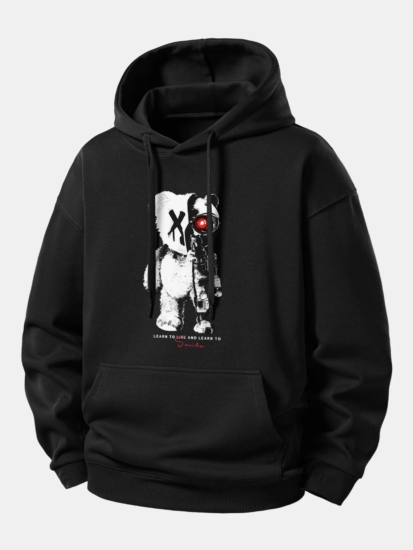Robot Bear Print Relax Fit Hoodie