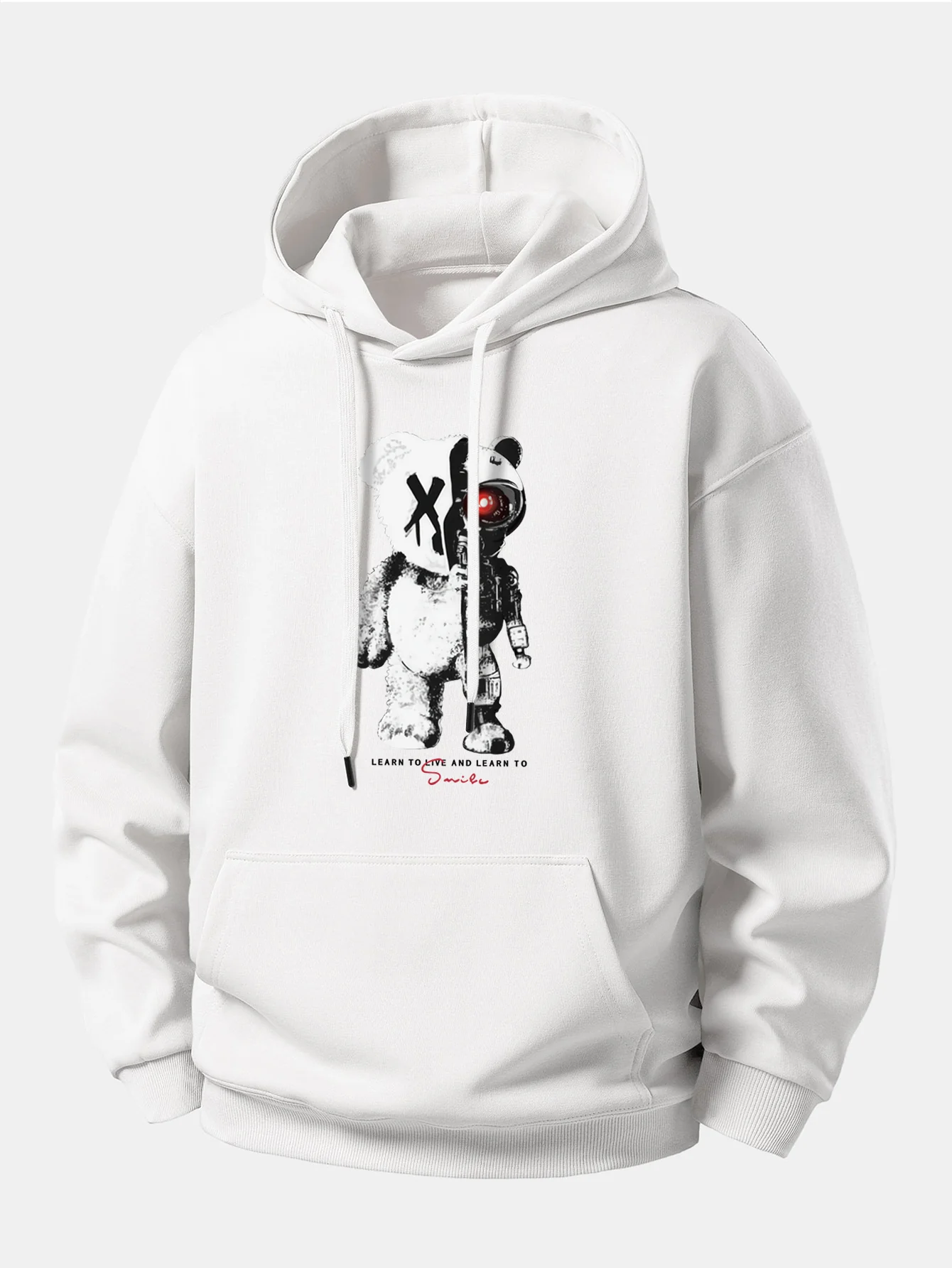 Robot Bear Print Relax Fit Hoodie - Image 10