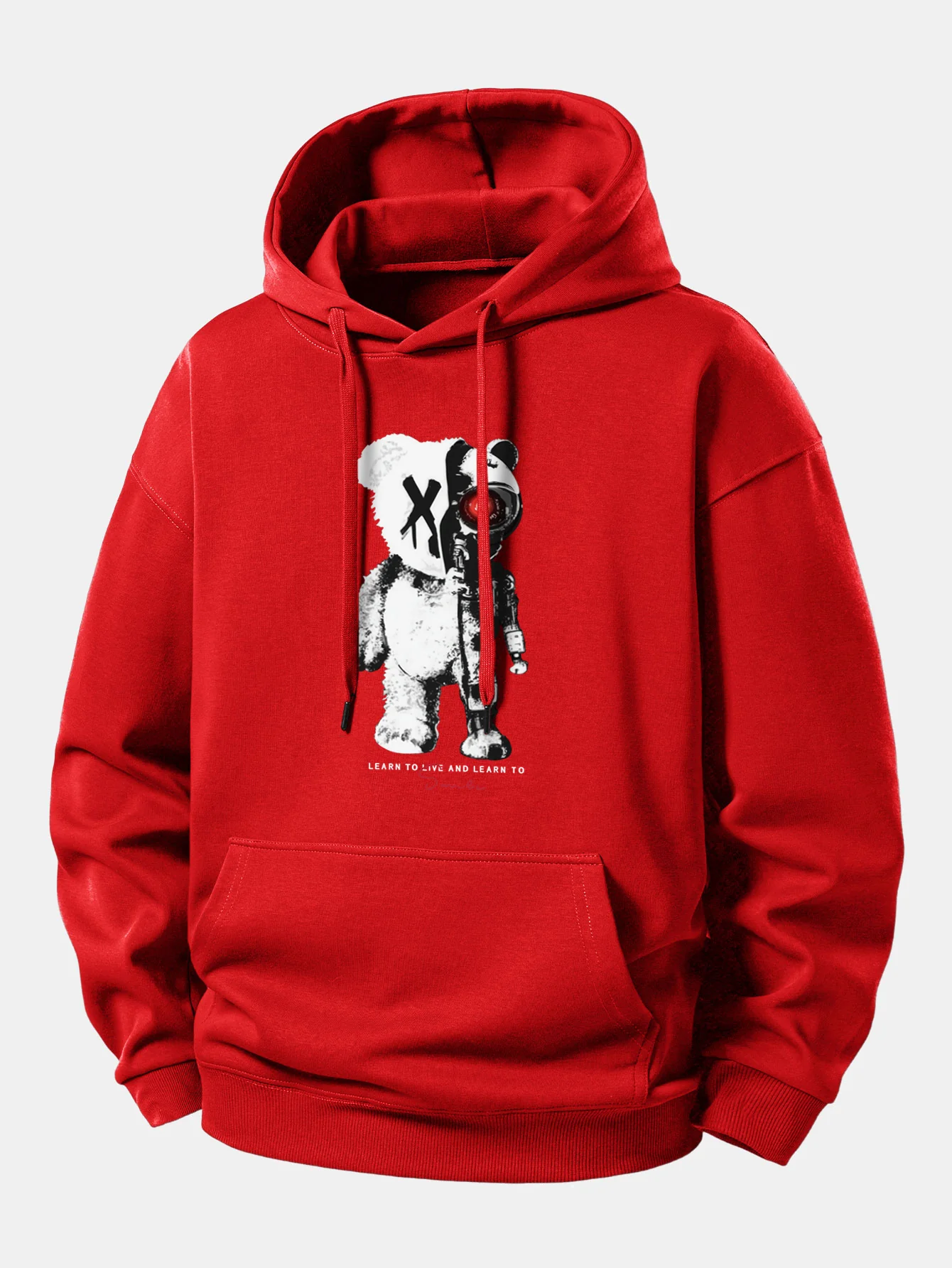 Robot Bear Print Relax Fit Hoodie - Image 11