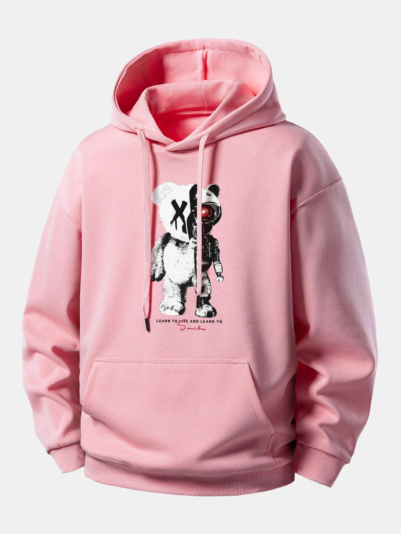Robot Bear Print Relax Fit Hoodie - Image 3