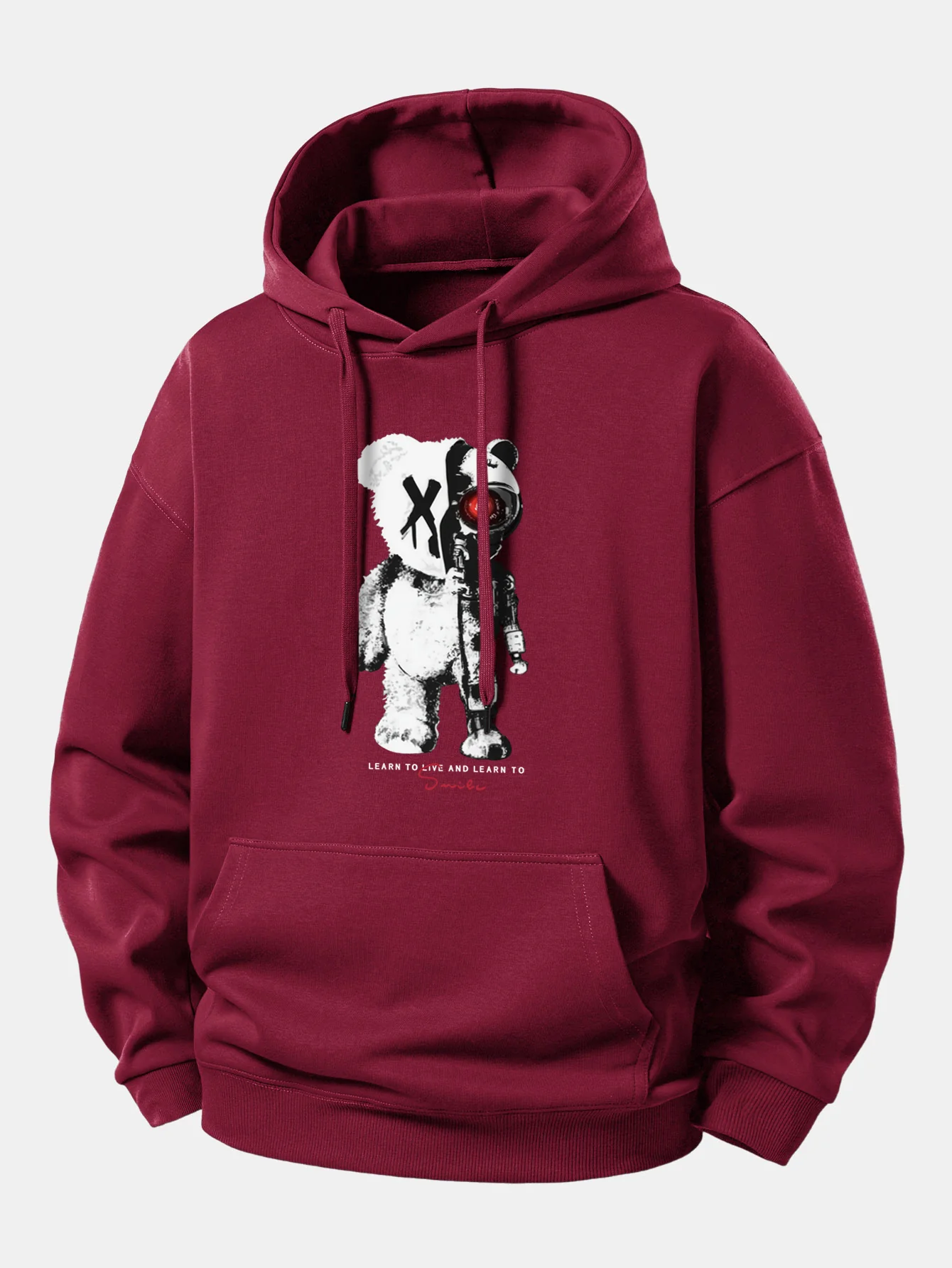 Robot Bear Print Relax Fit Hoodie - Image 5