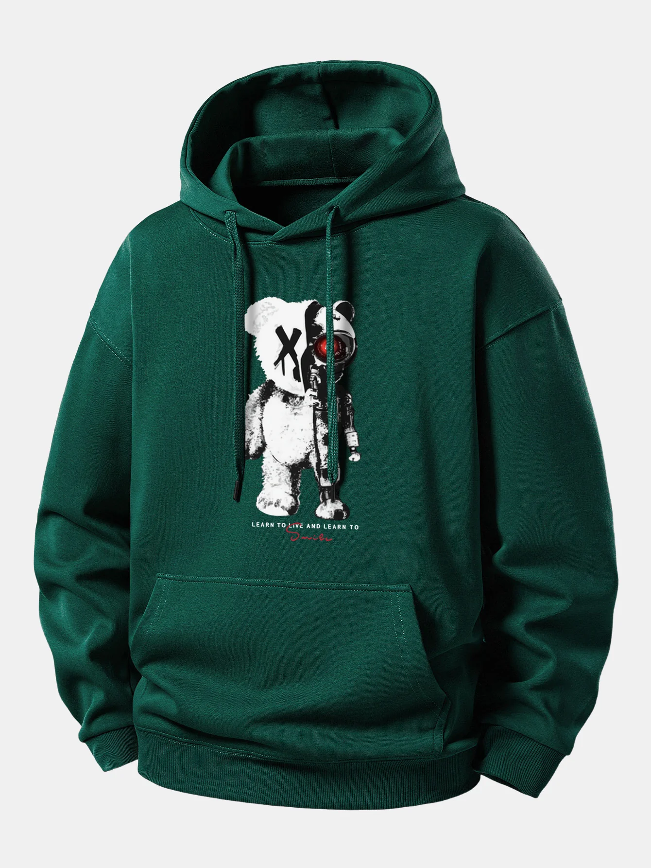 Robot Bear Print Relax Fit Hoodie - Image 6