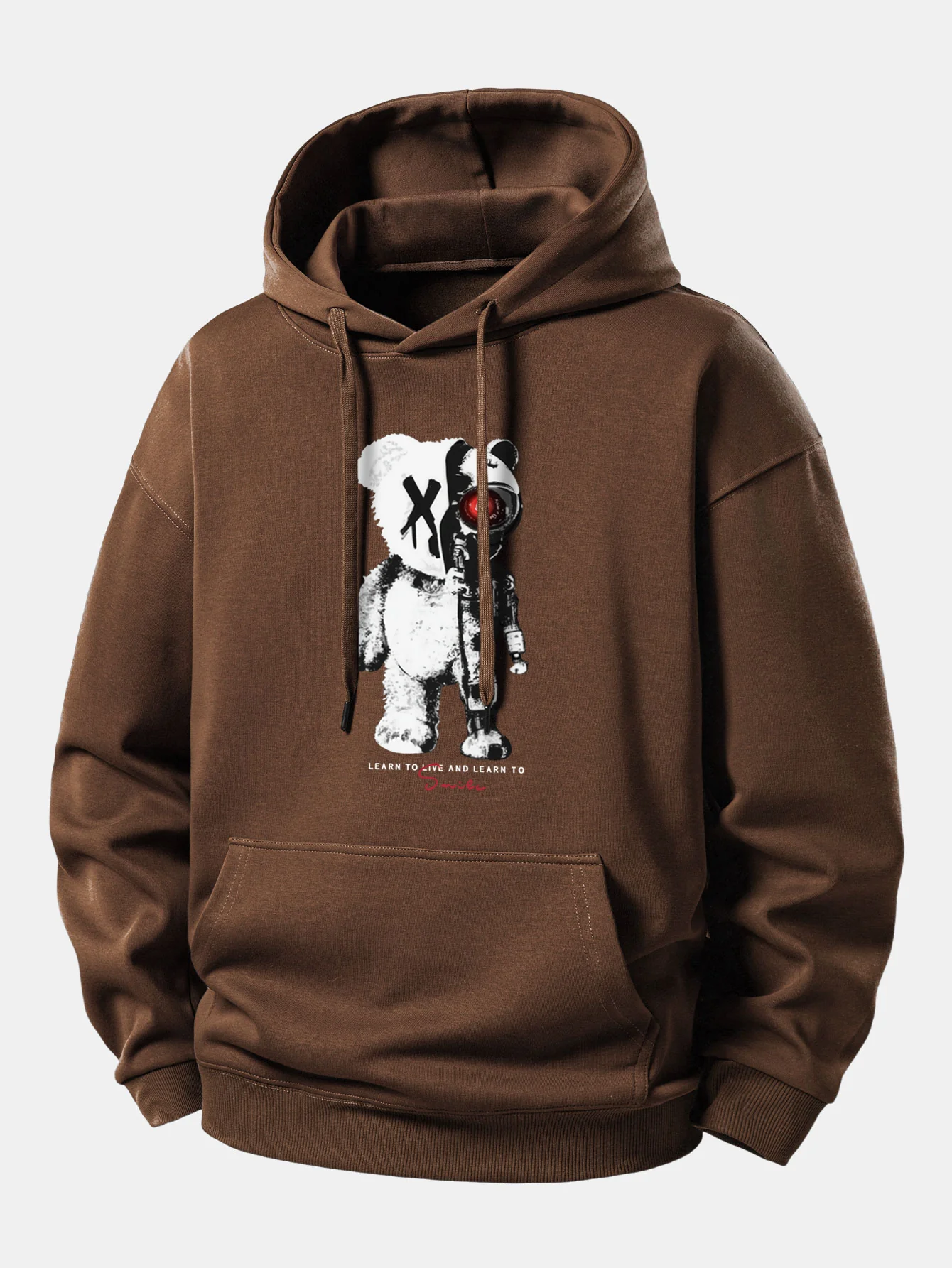 Robot Bear Print Relax Fit Hoodie - Image 7