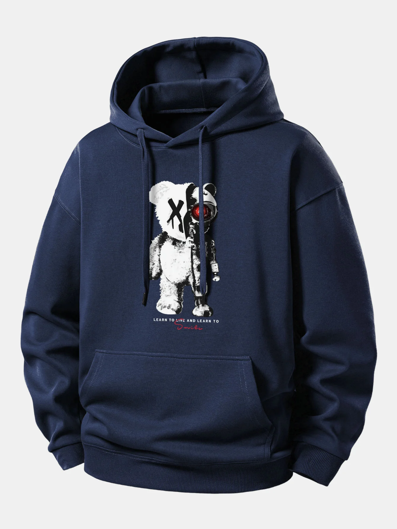 Robot Bear Print Relax Fit Hoodie - Image 8