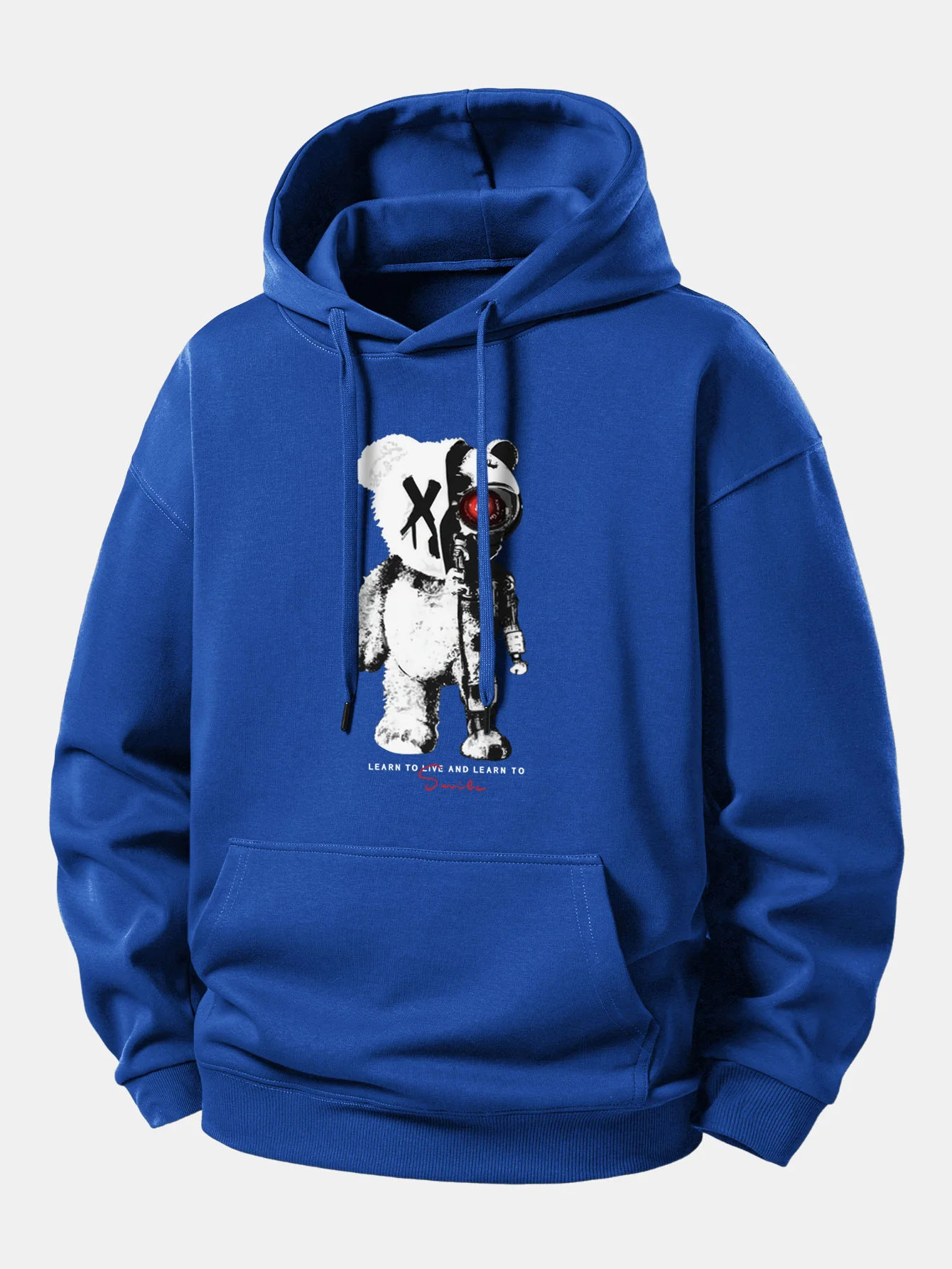 Robot Bear Print Relax Fit Hoodie - Image 9