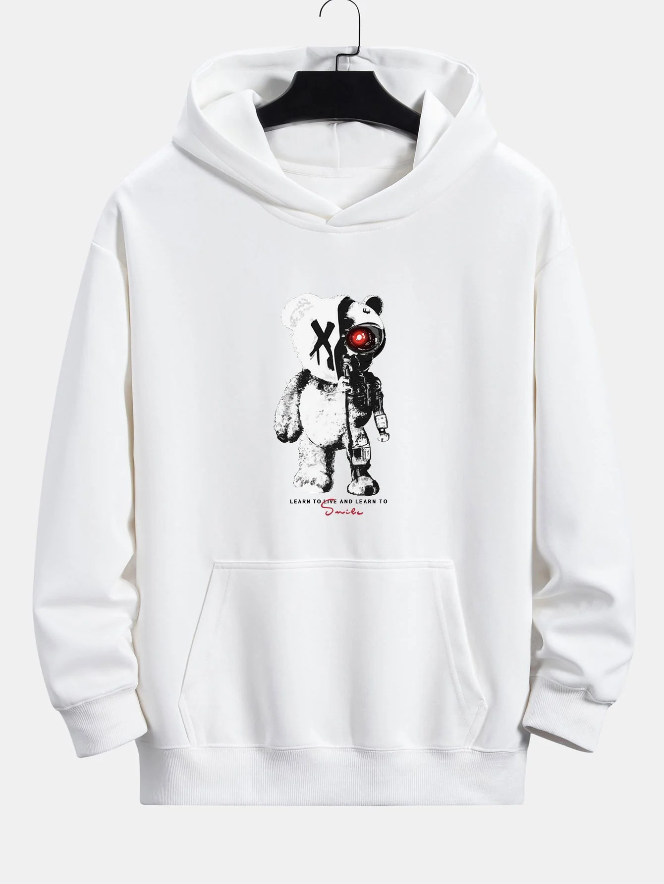 Robot Bear Print Relax Fit Hoodie - Image 5