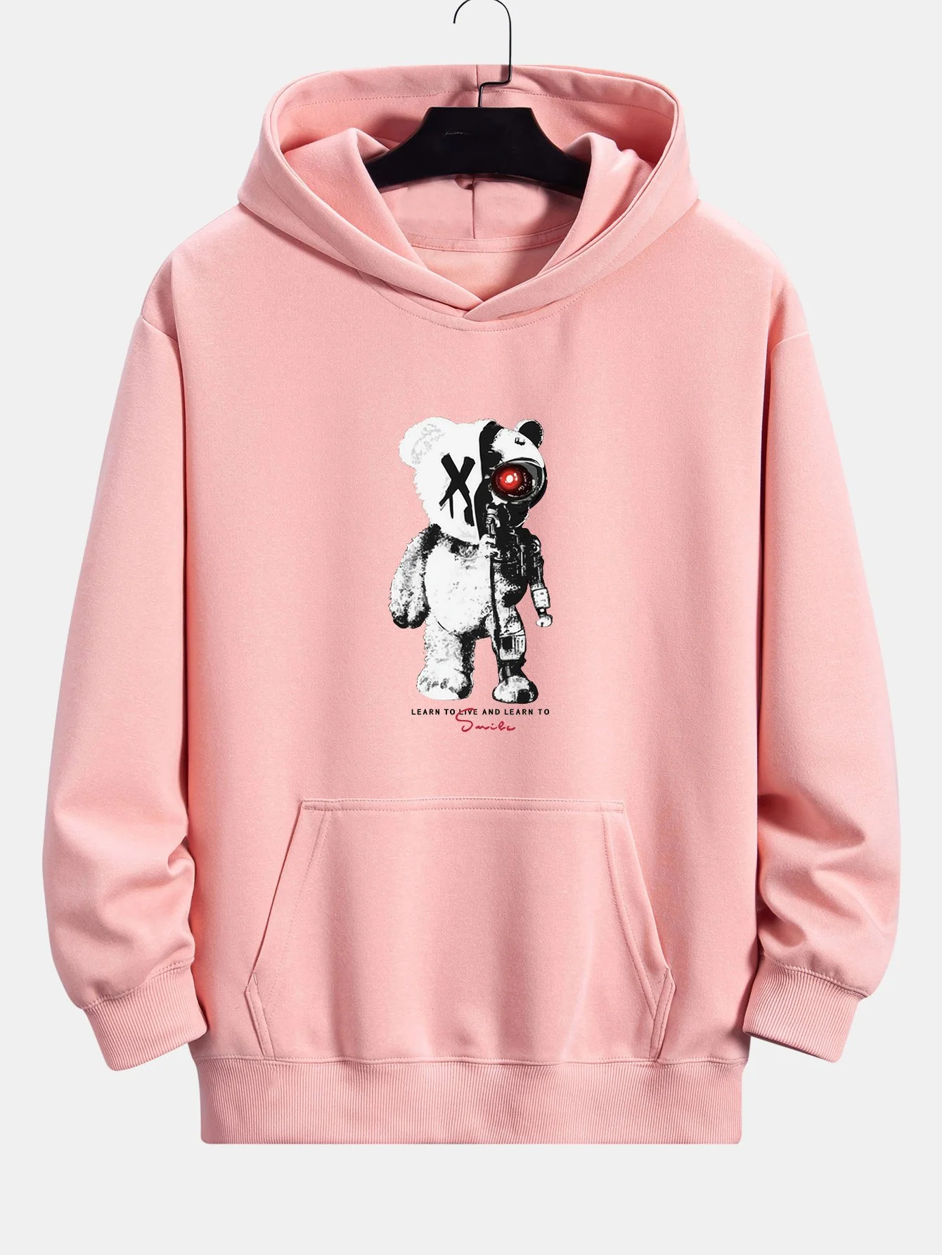 Robot Bear Print Relax Fit Hoodie - Image 6