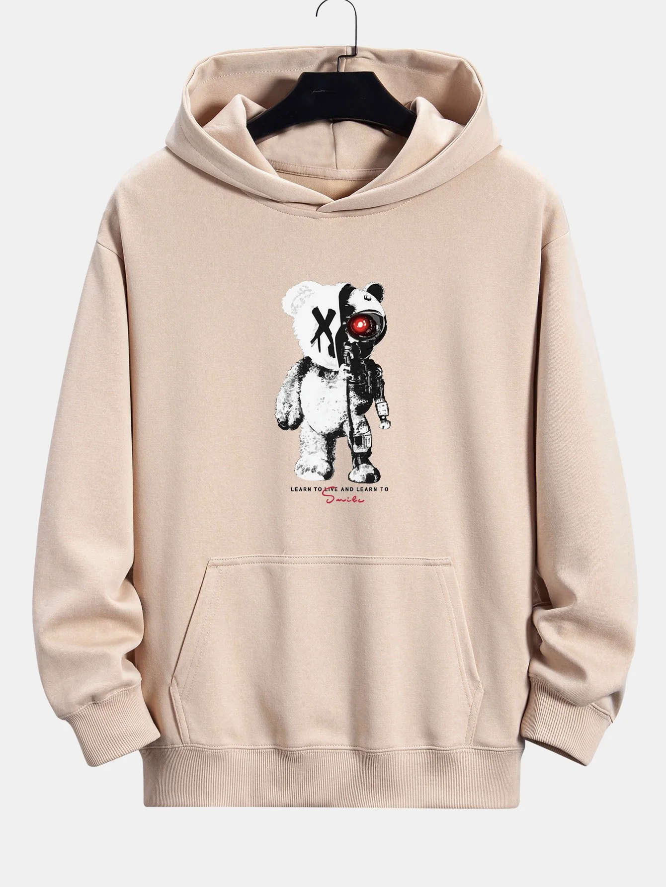 Robot Bear Print Relax Fit Hoodie - Image 7