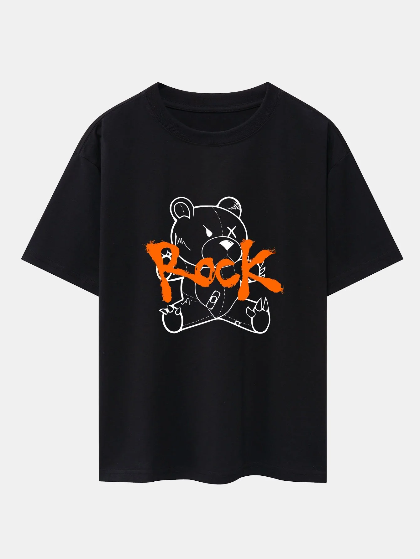 Rock Back Print Schwergewicht Übergröße T-Shirt