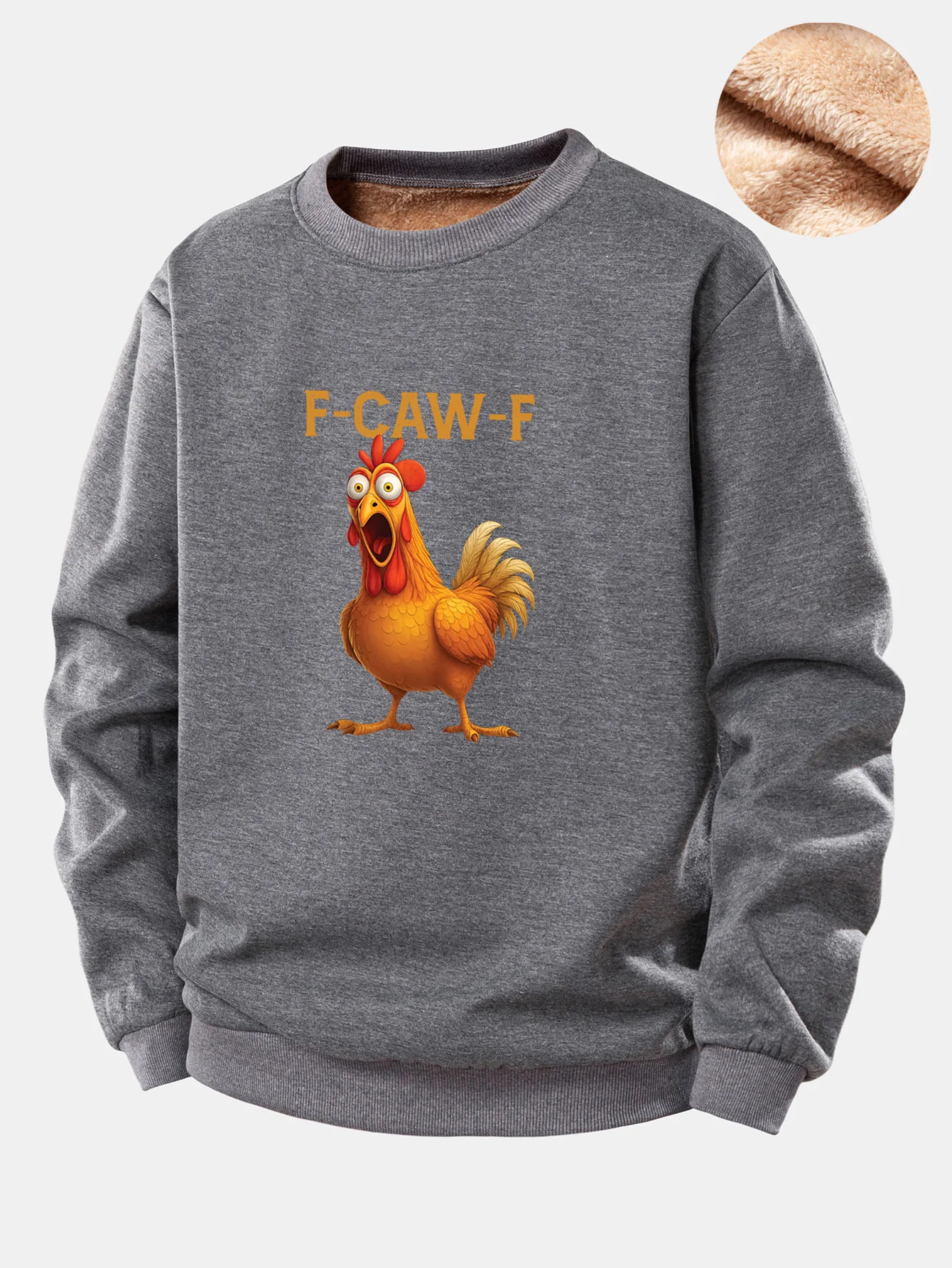 Rooster Print Teddy Fleece Lined Sweatshirt - Image 2