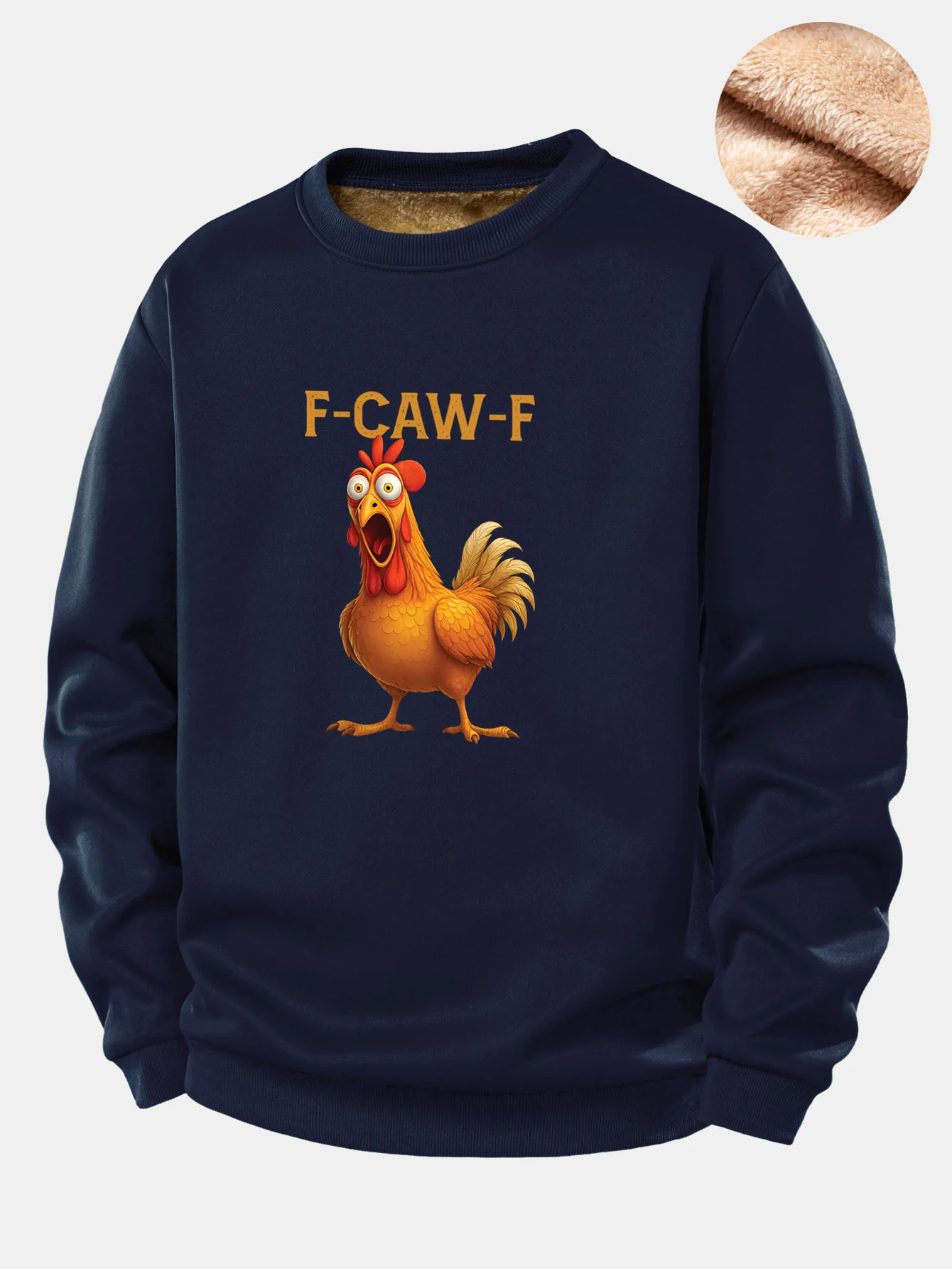 Rooster Print Teddy Fleece Lined Sweatshirt - Image 3