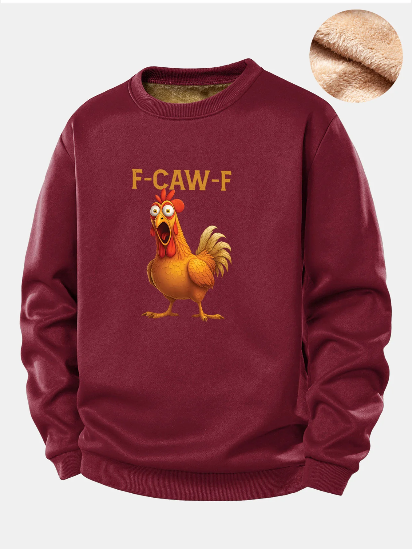 Rooster Print Teddy Fleece Lined Sweatshirt - Image 4