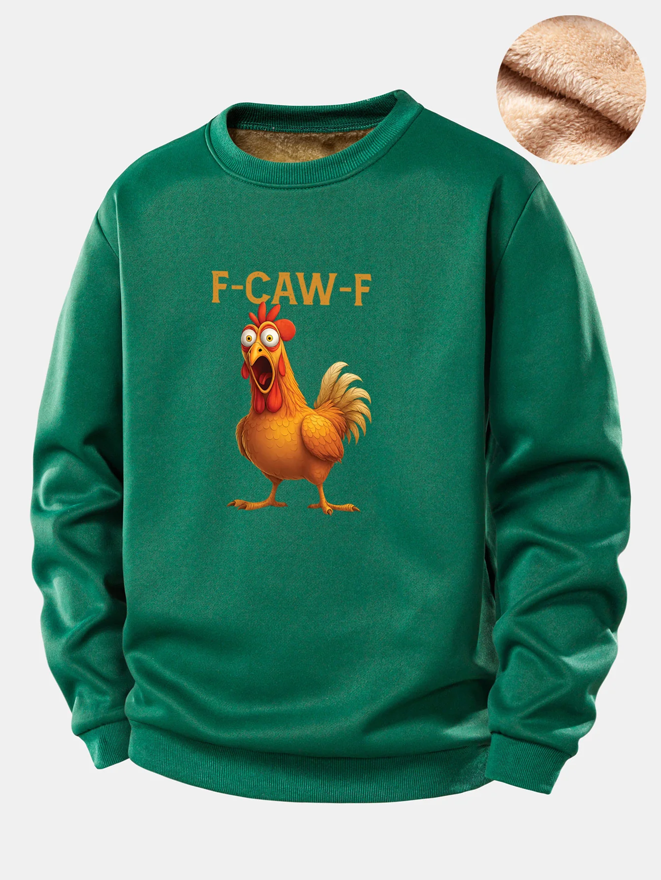 Rooster Print Teddy Fleece Lined Sweatshirt - Image 6
