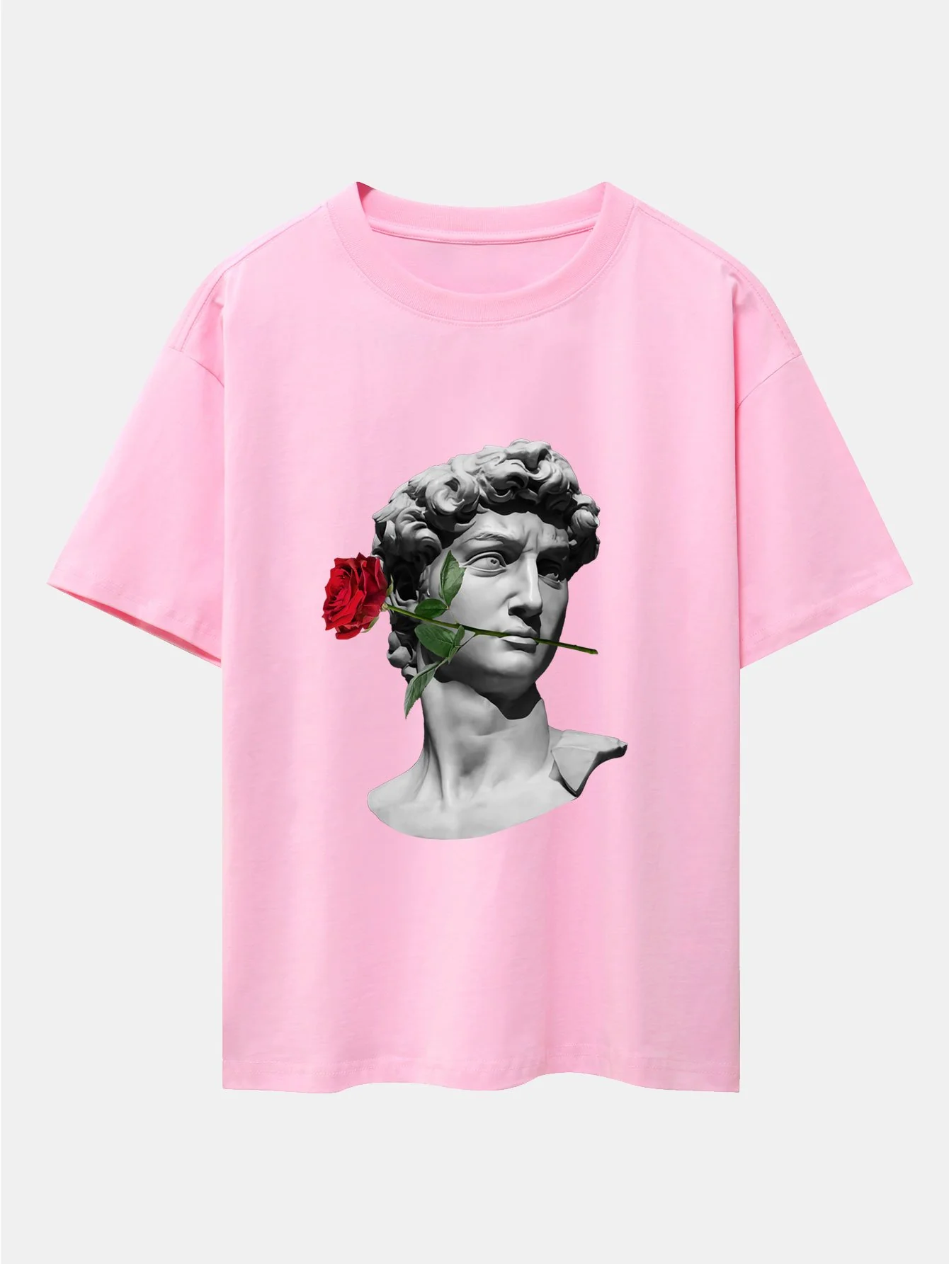 Rose David Print Relaxed Fit Drop Shoulder T-Shirts - Image 10