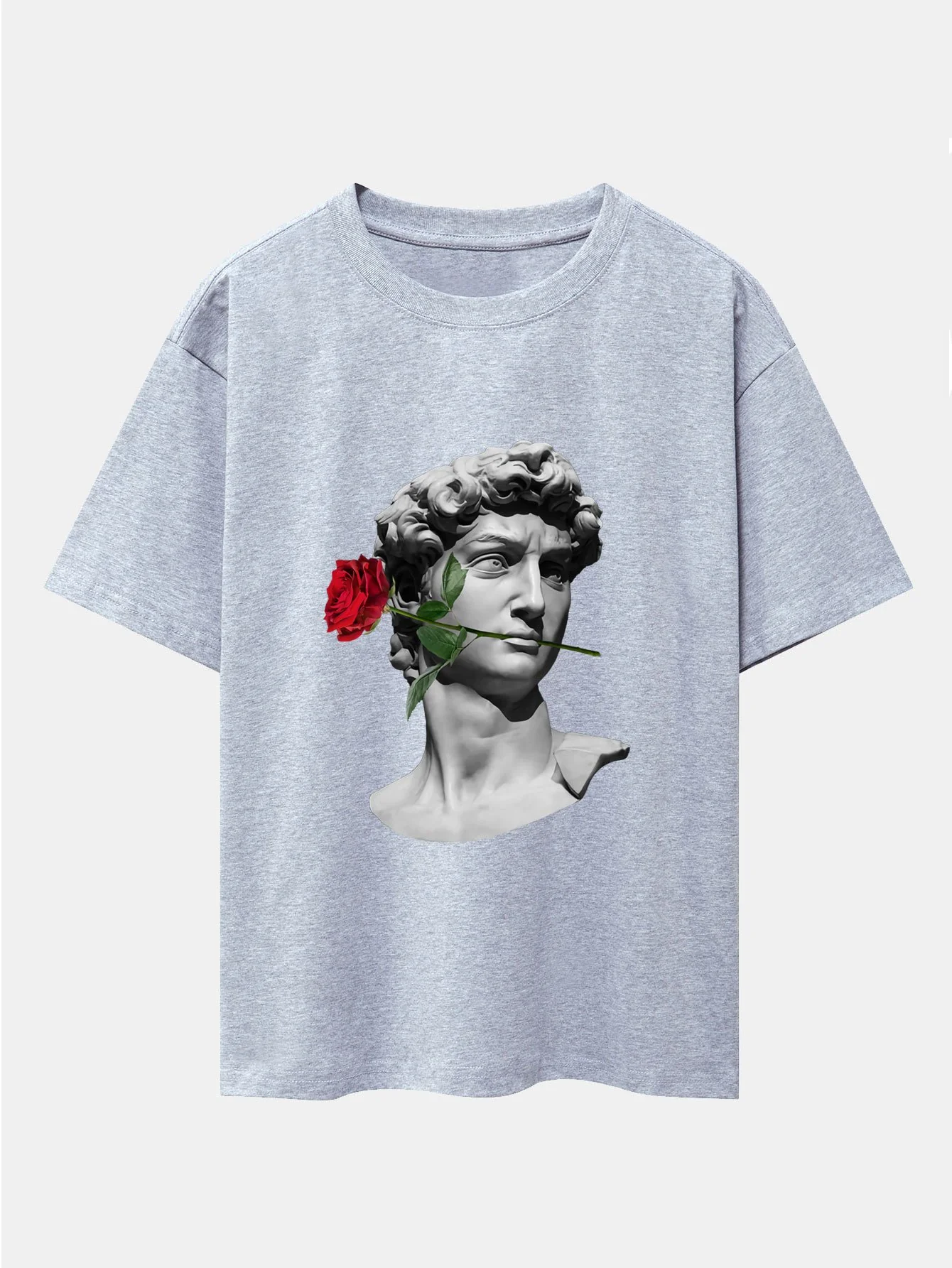 Rose David Print Relaxed Fit Drop Shoulder T-Shirts - Image 11