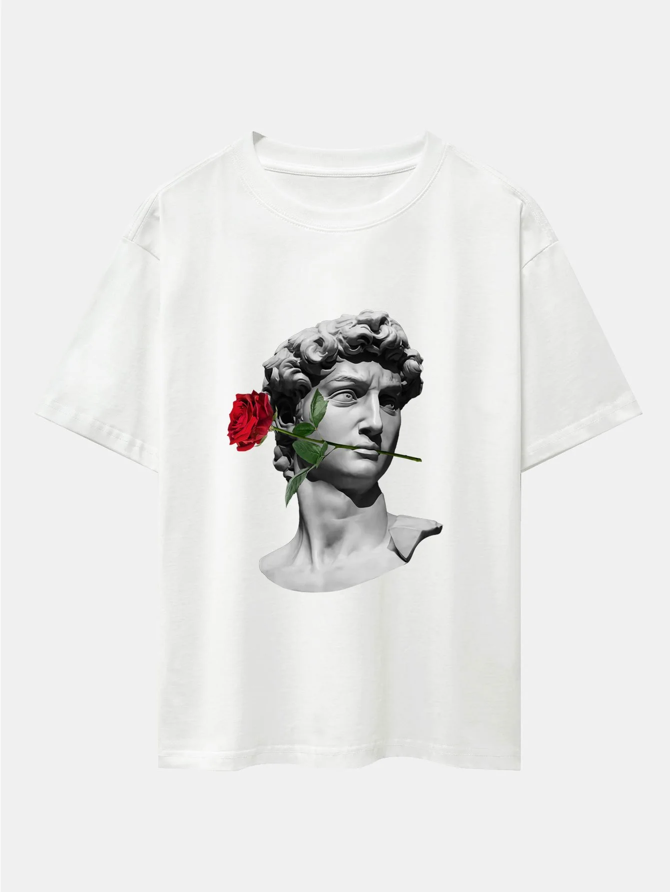 Rose David Print Relaxed Fit Drop Shoulder T-Shirts - Image 2