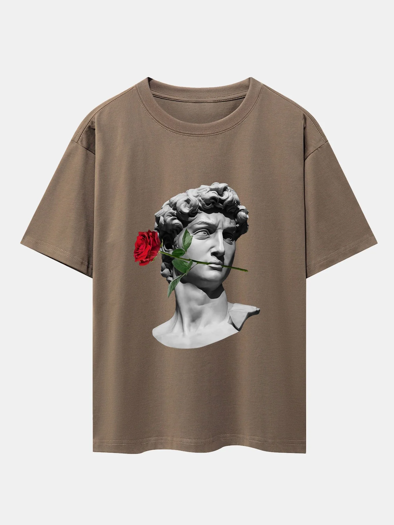 Rose David Print Relaxed Fit Drop Shoulder T-Shirts - Image 5