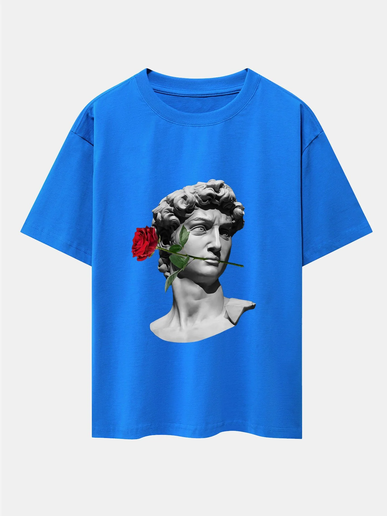 Rose David Print Relaxed Fit Drop Shoulder T-Shirts - Image 7
