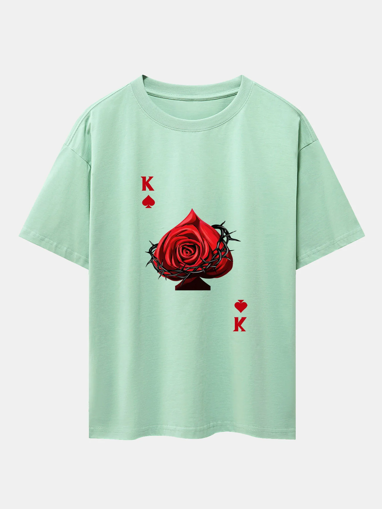 Rose K Print Drop Shoulder Oversize T-Shirt - Image 10