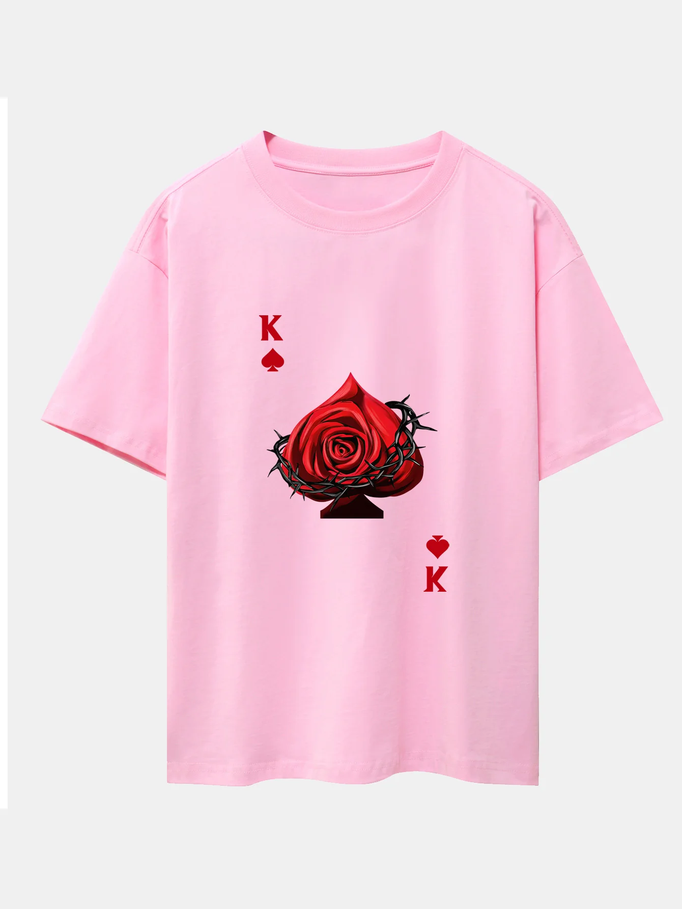 Rose K Print Drop Shoulder Oversize T-Shirt - Image 11